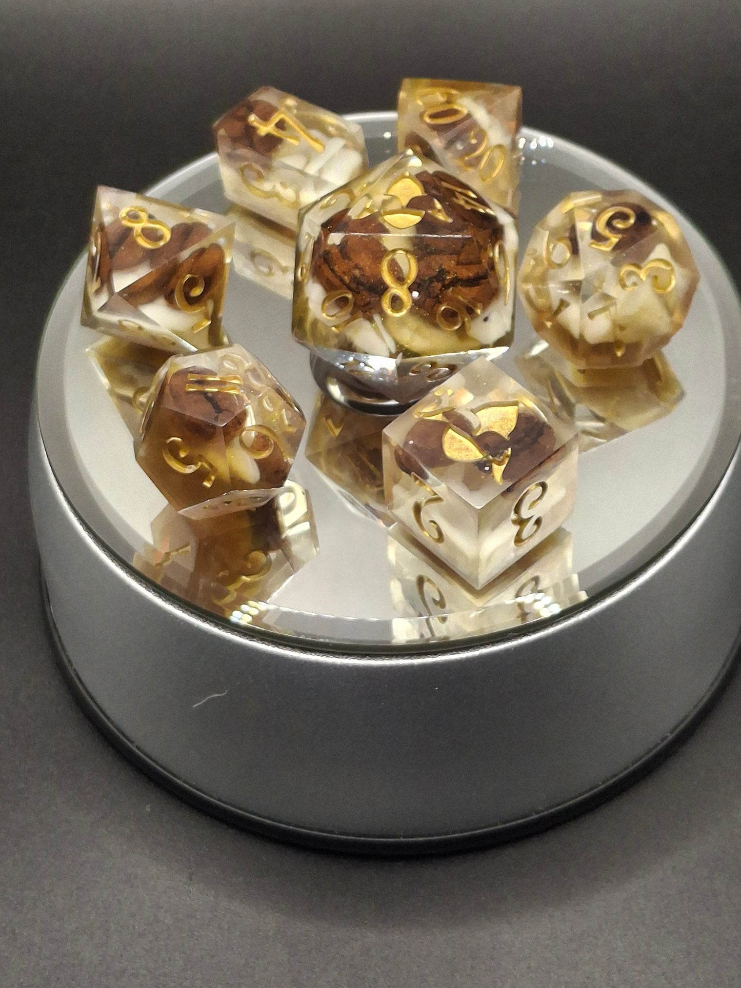 Coffee Dice| Coffee Bean Sharp Sided Dice Set | Coffee w Cream | TTRPG Dice | DnD Dice | Coffee Addict