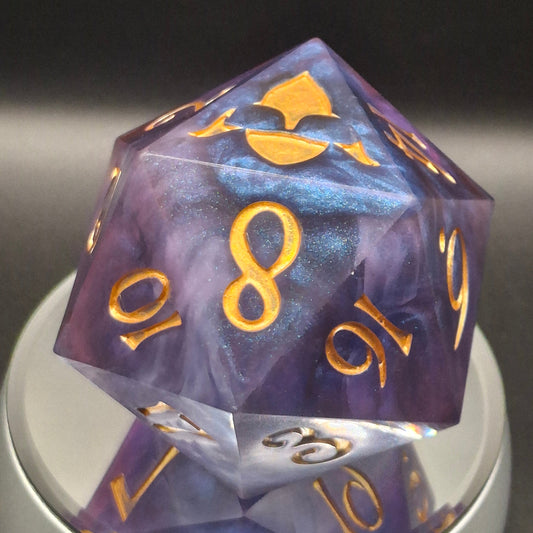 The Cosmic Colossus – 78mm Galaxy Chonk D20 | Sharp Edge Giant Dice with Gold Ink