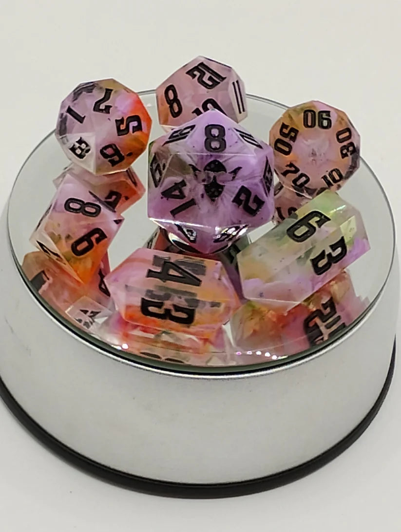 12 Months of Mystery Subscription Box - Goblin Gilded Chest Set of Sharp Sided TTRPG DnD Dice