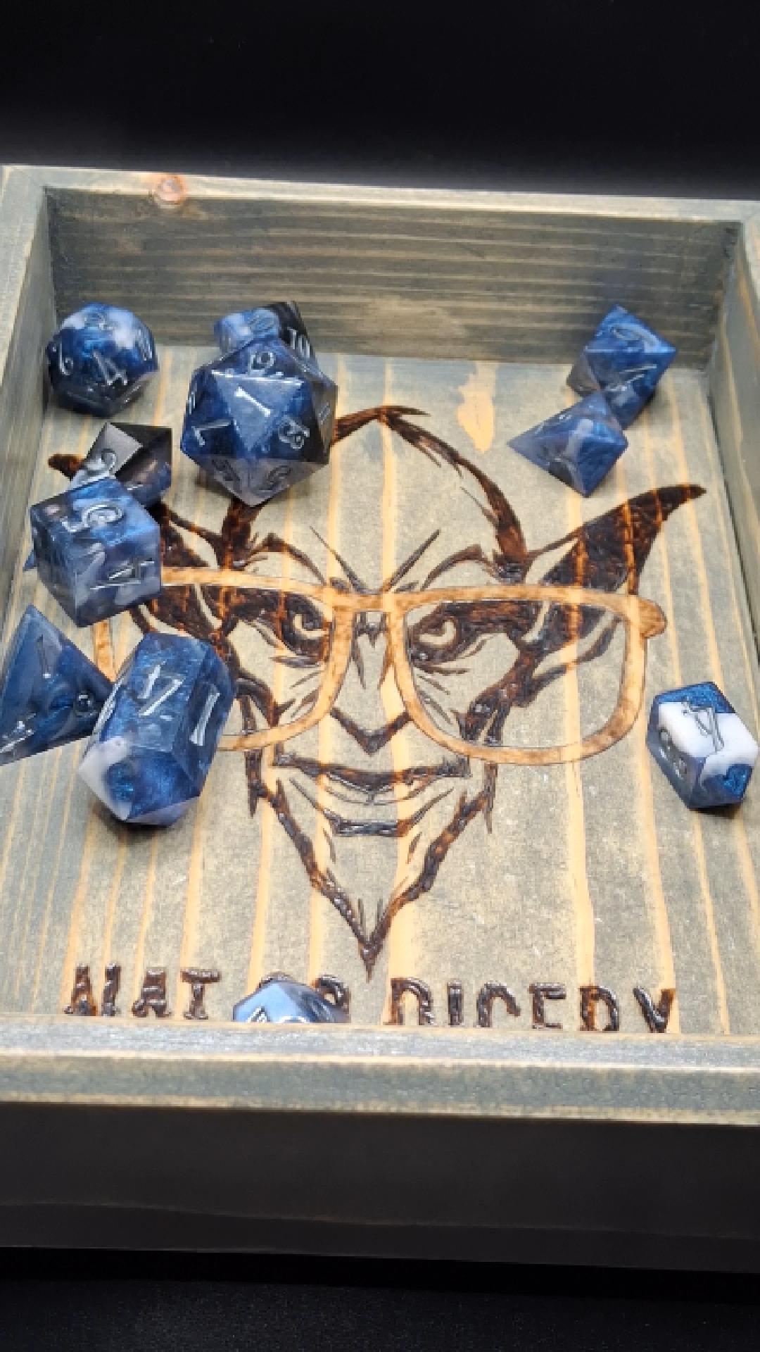 Enchanting Azure Dreamscape Polyhedral Dice Set for TTRPG Adventures