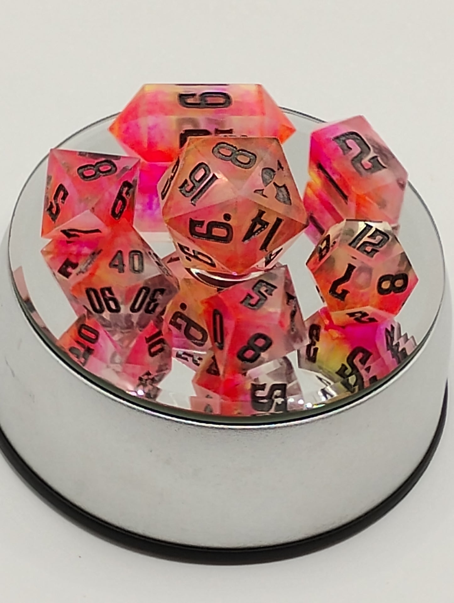 Roll Into the Neon Abyss Standard 7 Dice Set for TTRPG DnD Pathfinder