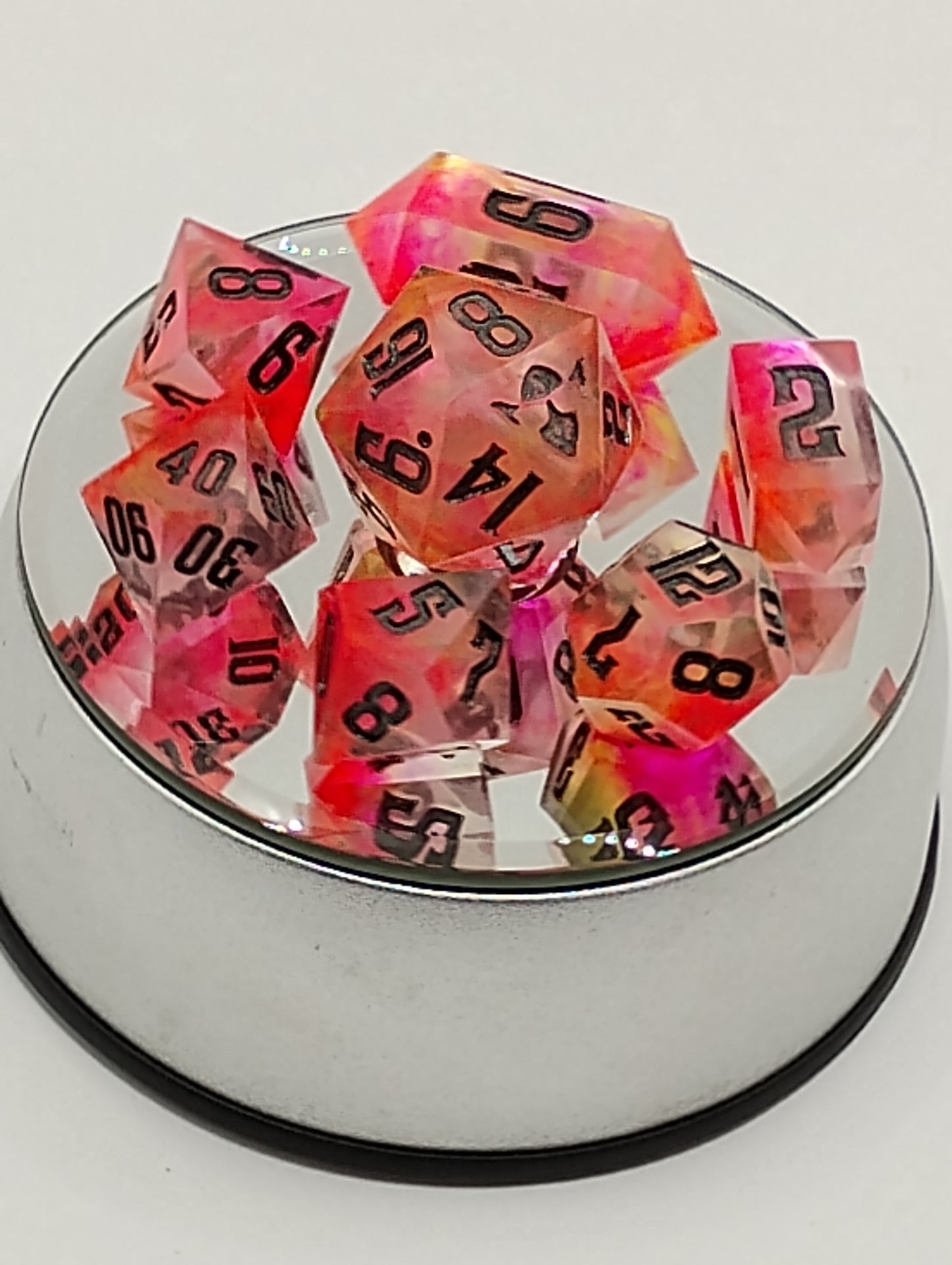 Roll Into the Neon Abyss Standard 7 Dice Set for TTRPG DnD Pathfinder