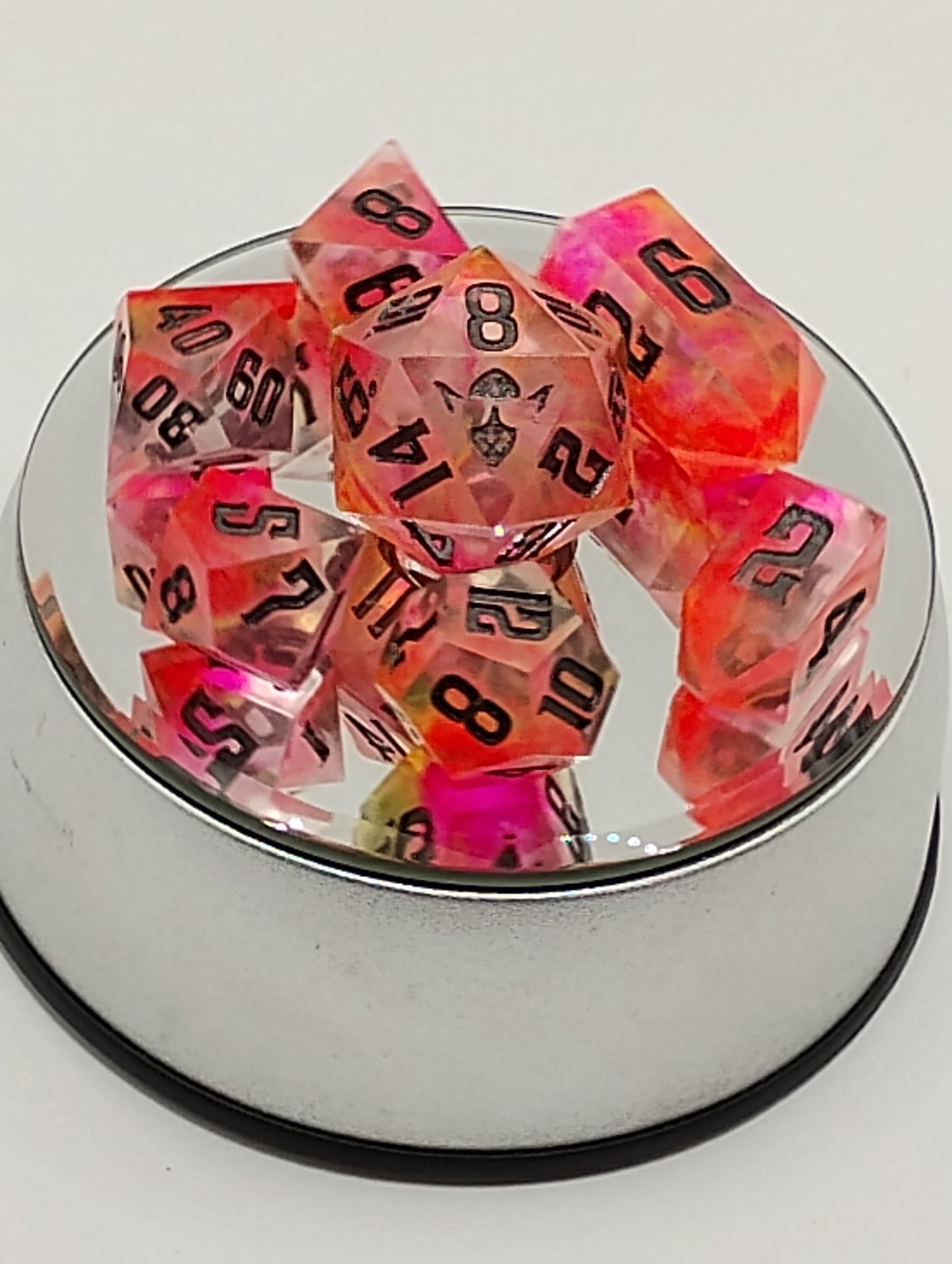 Roll Into the Neon Abyss Standard 7 Dice Set for TTRPG DnD Pathfinder