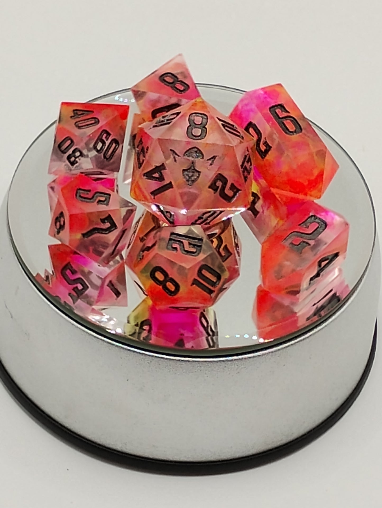 Roll Into the Neon Abyss Standard 7 Dice Set for TTRPG DnD Pathfinder