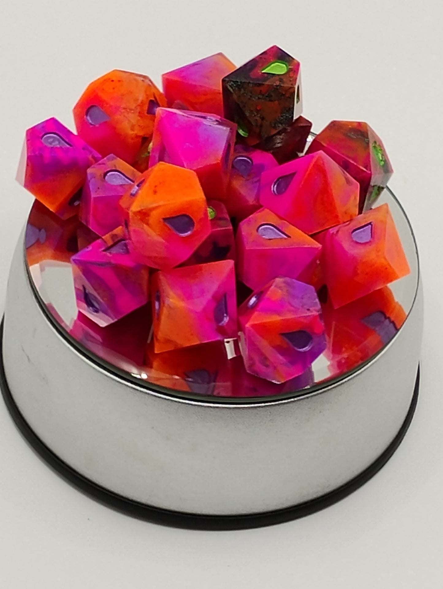 Handmade Vampire: The Masquerade Dice Set Sharp-Edged, Polished & Inked TTRPG Dice