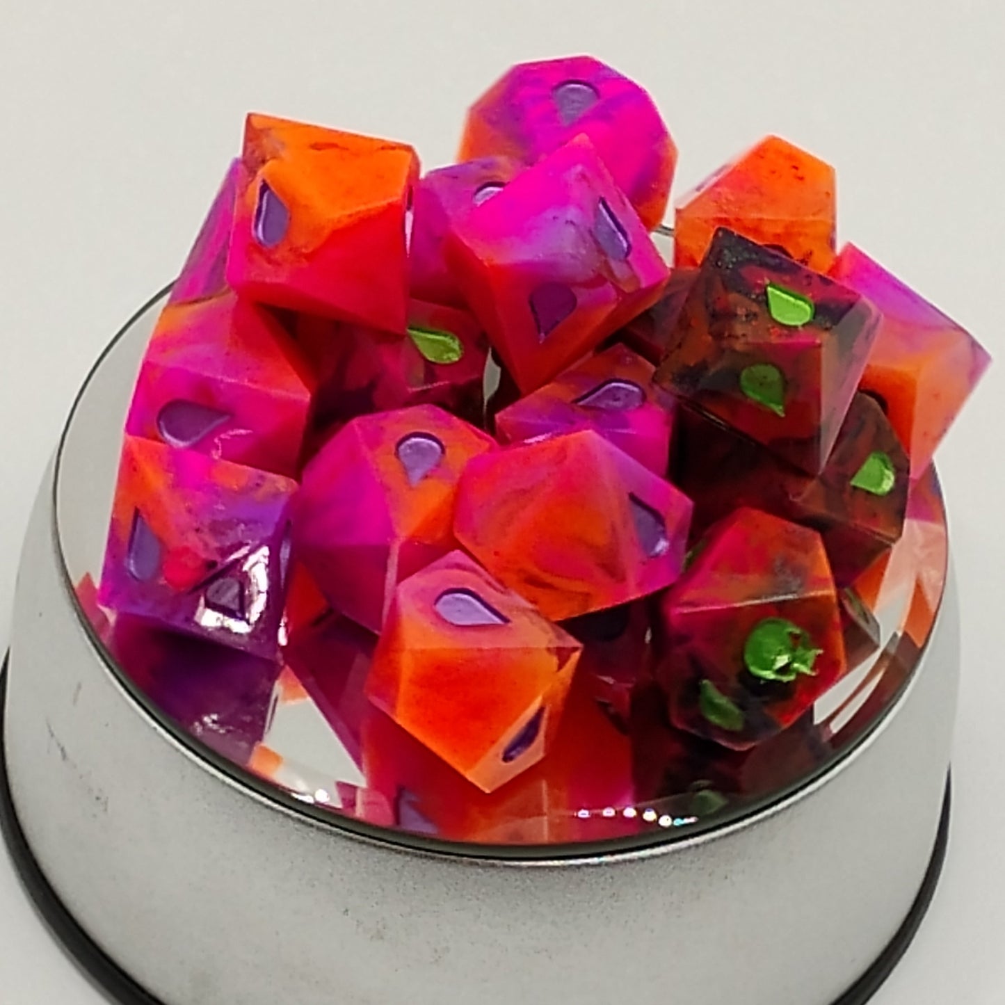 Handmade Vampire: The Masquerade Dice Set Sharp-Edged, Polished & Inked TTRPG Dice
