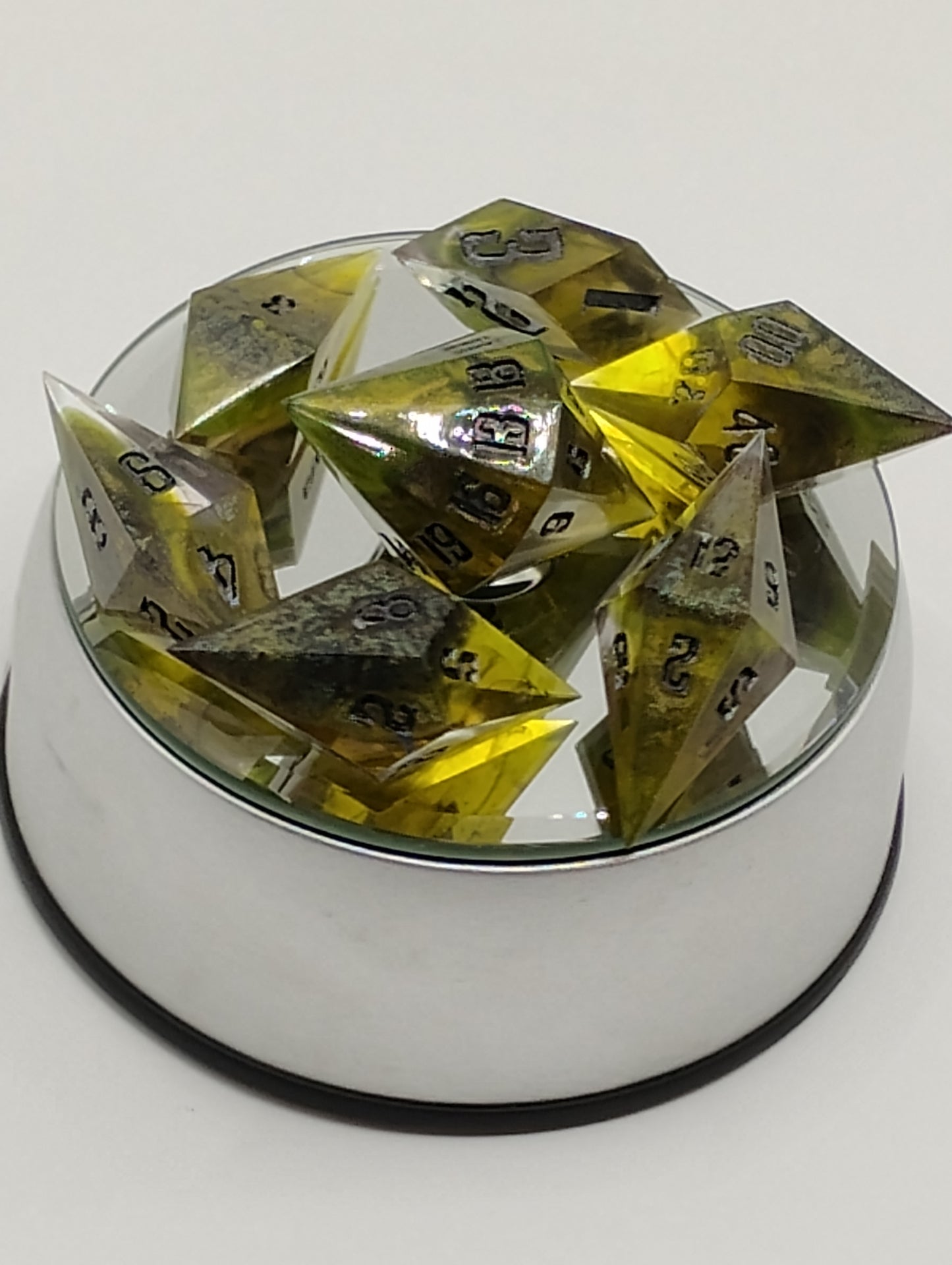 3 Months of Mystery Subscription Box - Goblin Gilded Chest Set of Sharp Sided TTRPG DnD Dice