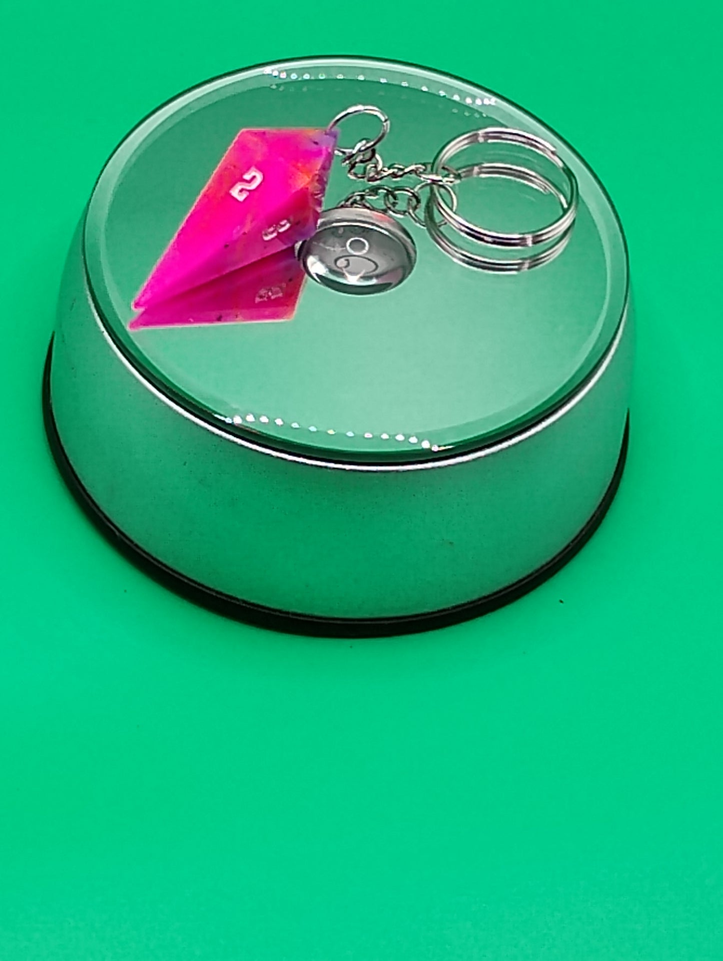 Blush Fate Crystal Dice Keychain – Handmade Pink D20 Charm by Nat20Dicery