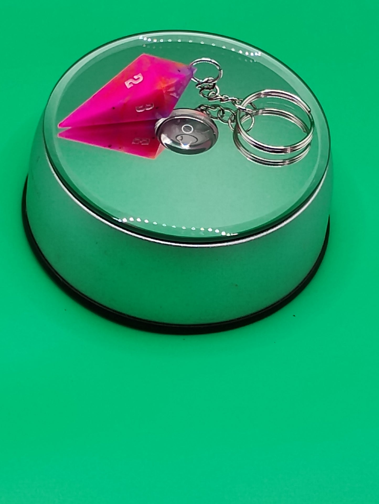 Blush Fate Crystal Dice Keychain – Handmade Pink D20 Charm by Nat20Dicery