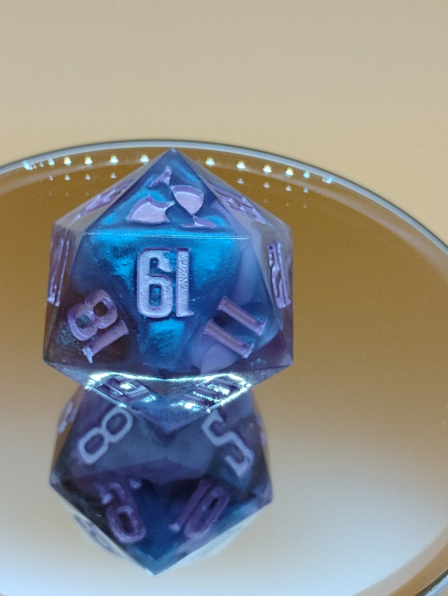 Arcane Eclipse 38mm Spindown – Handmade Gothic Purple & Blue MTG Life Counter by Nat20Dicery