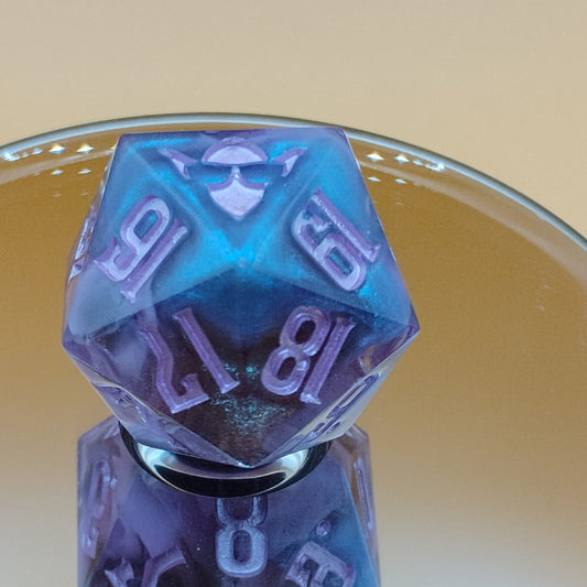 Arcane Eclipse 38mm Spindown – Handmade Gothic Purple & Blue MTG Life Counter by Nat20Dicery