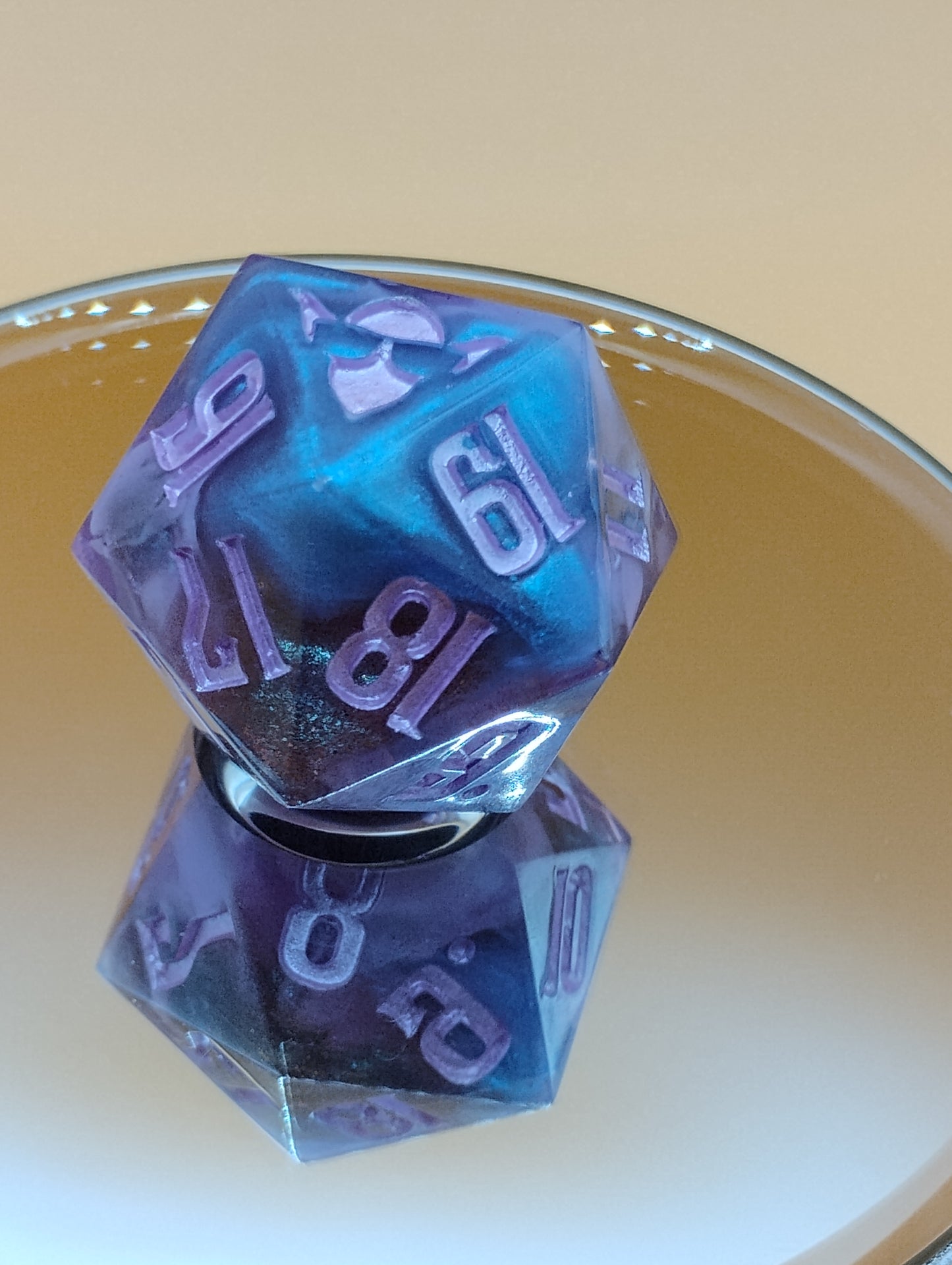 Arcane Eclipse 38mm Spindown – Handmade Gothic Purple & Blue MTG Life Counter by Nat20Dicery