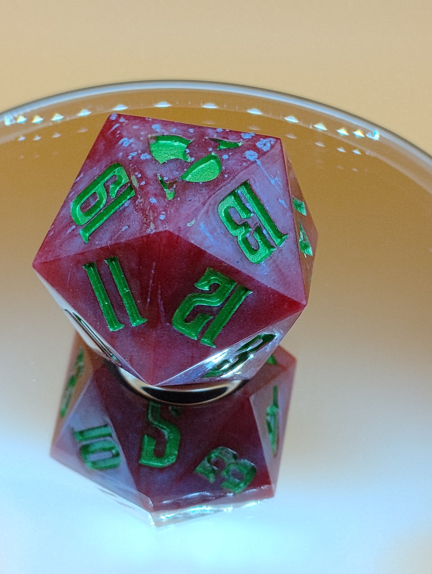 Crimson Grove 38mm Spindown – Handmade Blood-Red & Emerald MTG Life Counter by Nat20Dicery