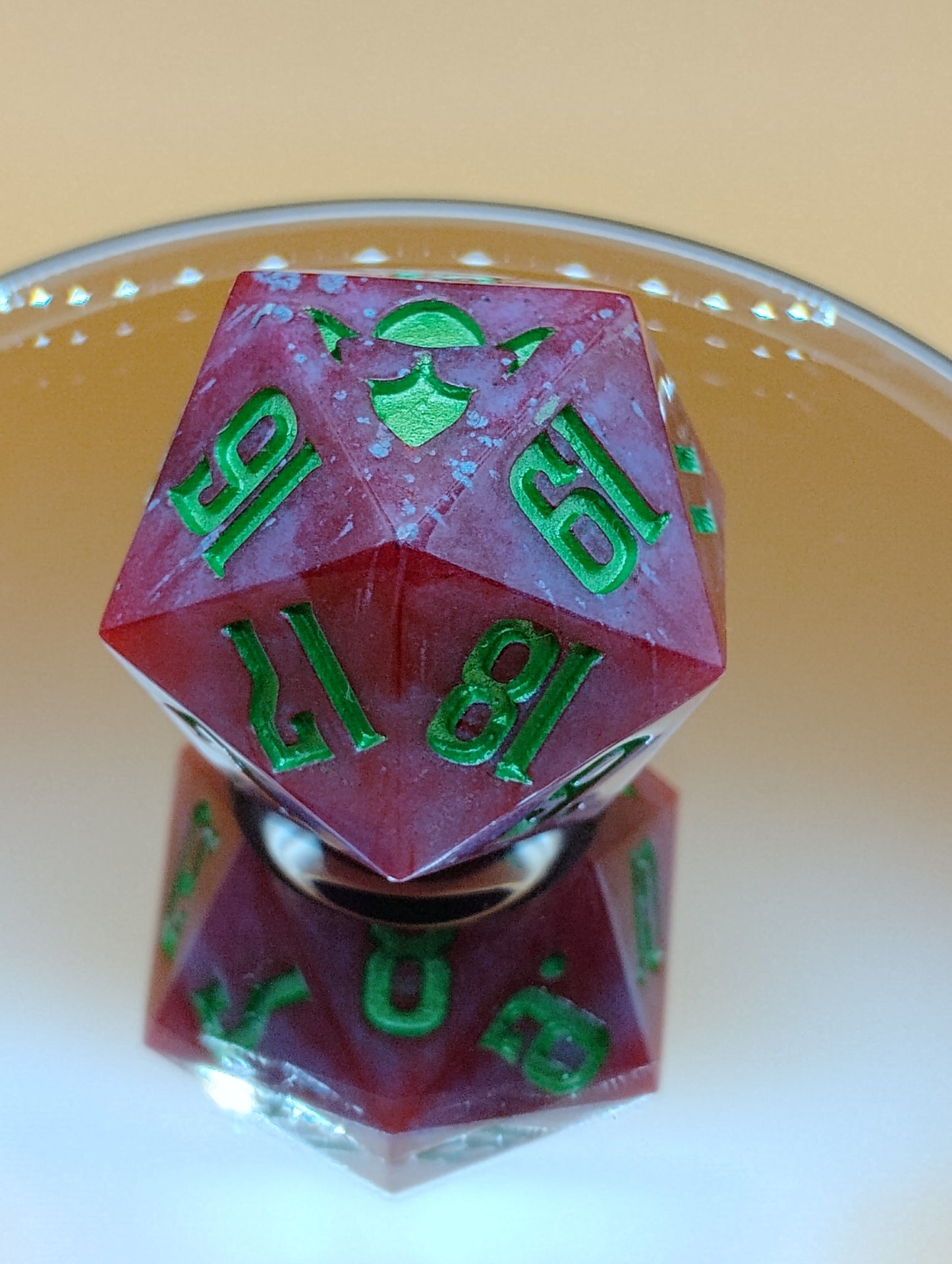 Crimson Grove 38mm Spindown – Handmade Blood-Red & Emerald MTG Life Counter by Nat20Dicery