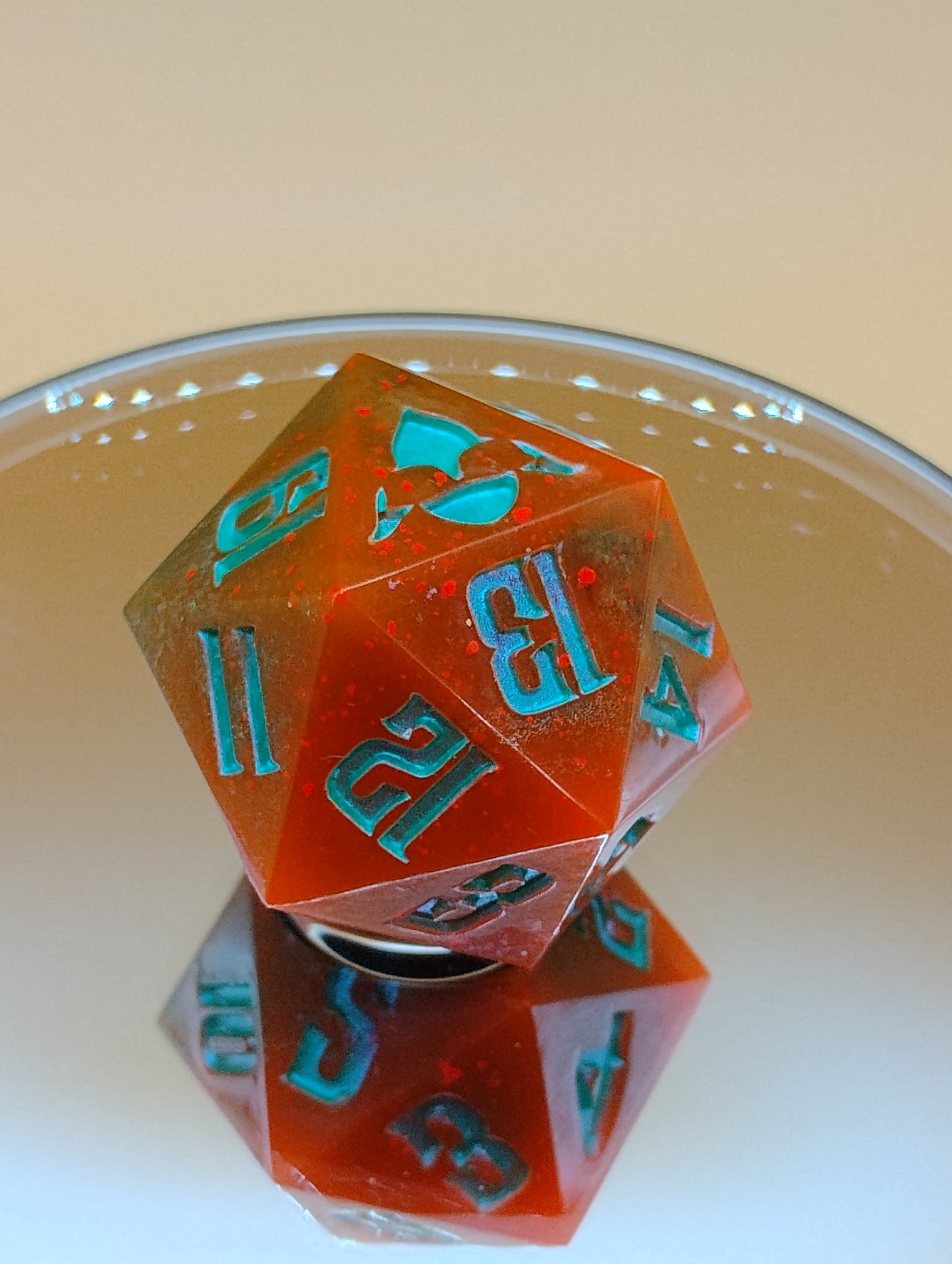 Toxic Ember 38mm Spindown – Handmade Neon Orange & Green MTG Life Counter by Nat20Dicery