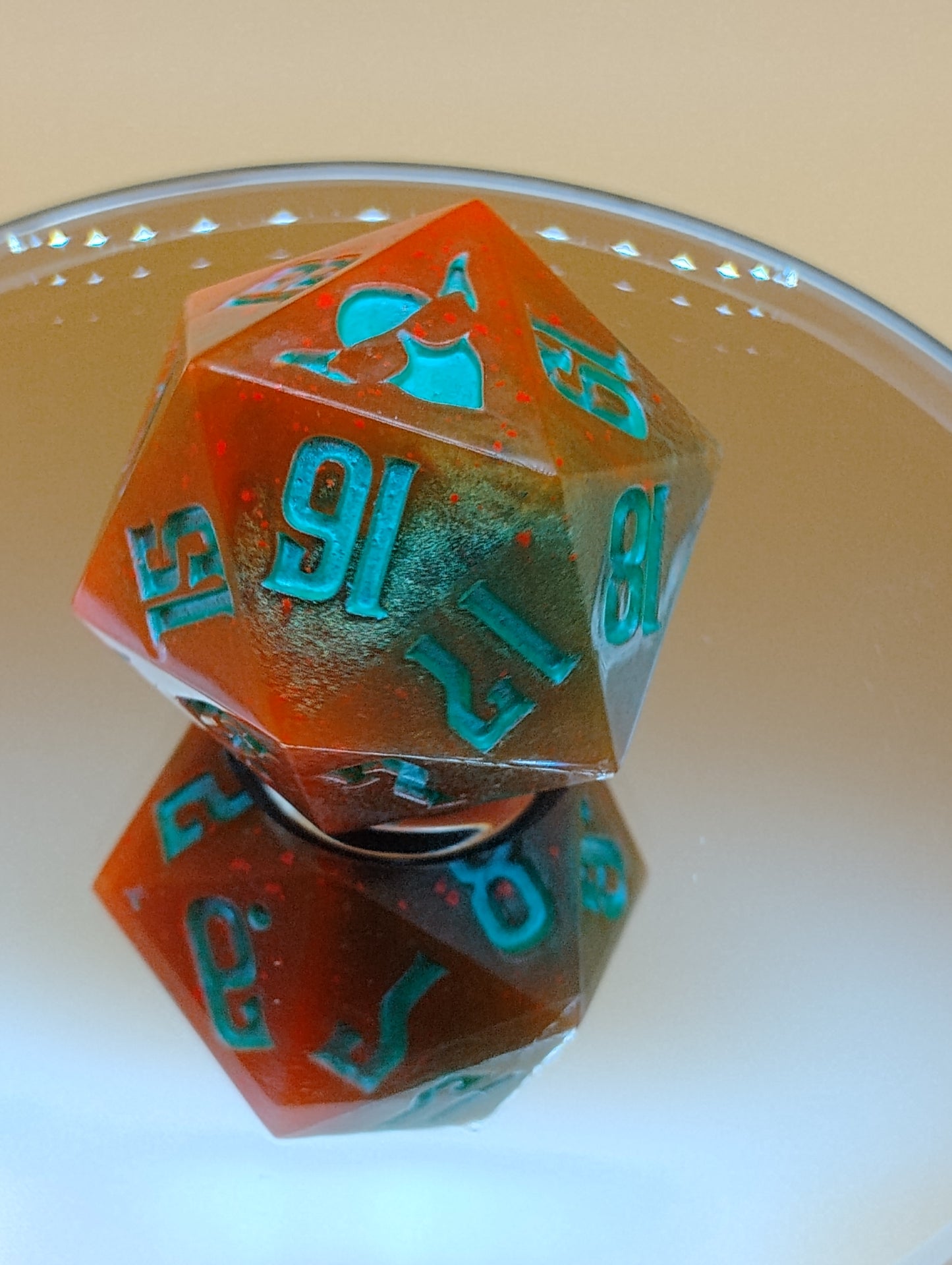 Toxic Ember 38mm Spindown – Handmade Neon Orange & Green MTG Life Counter by Nat20Dicery