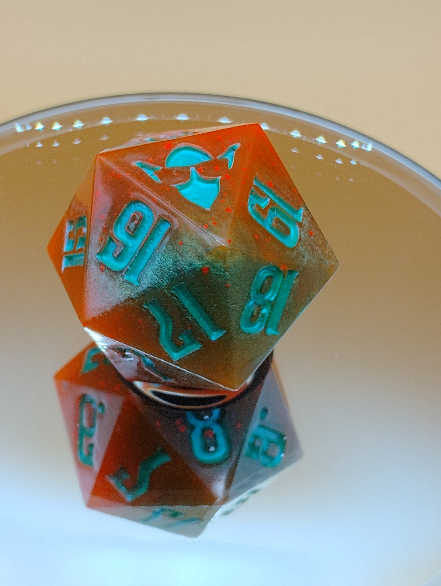 Toxic Ember 38mm Spindown – Handmade Neon Orange & Green MTG Life Counter by Nat20Dicery