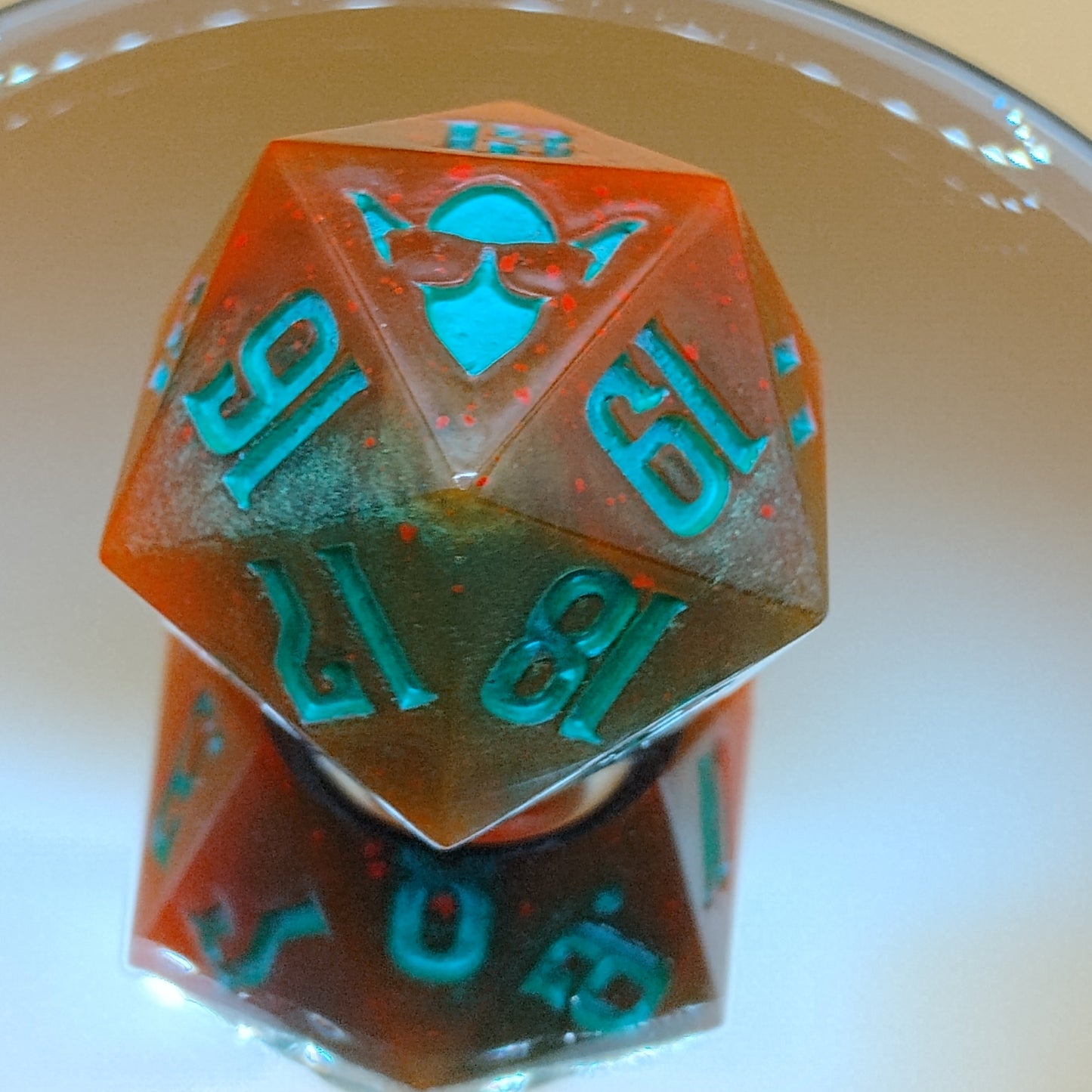 Toxic Ember 38mm Spindown – Handmade Neon Orange & Green MTG Life Counter by Nat20Dicery