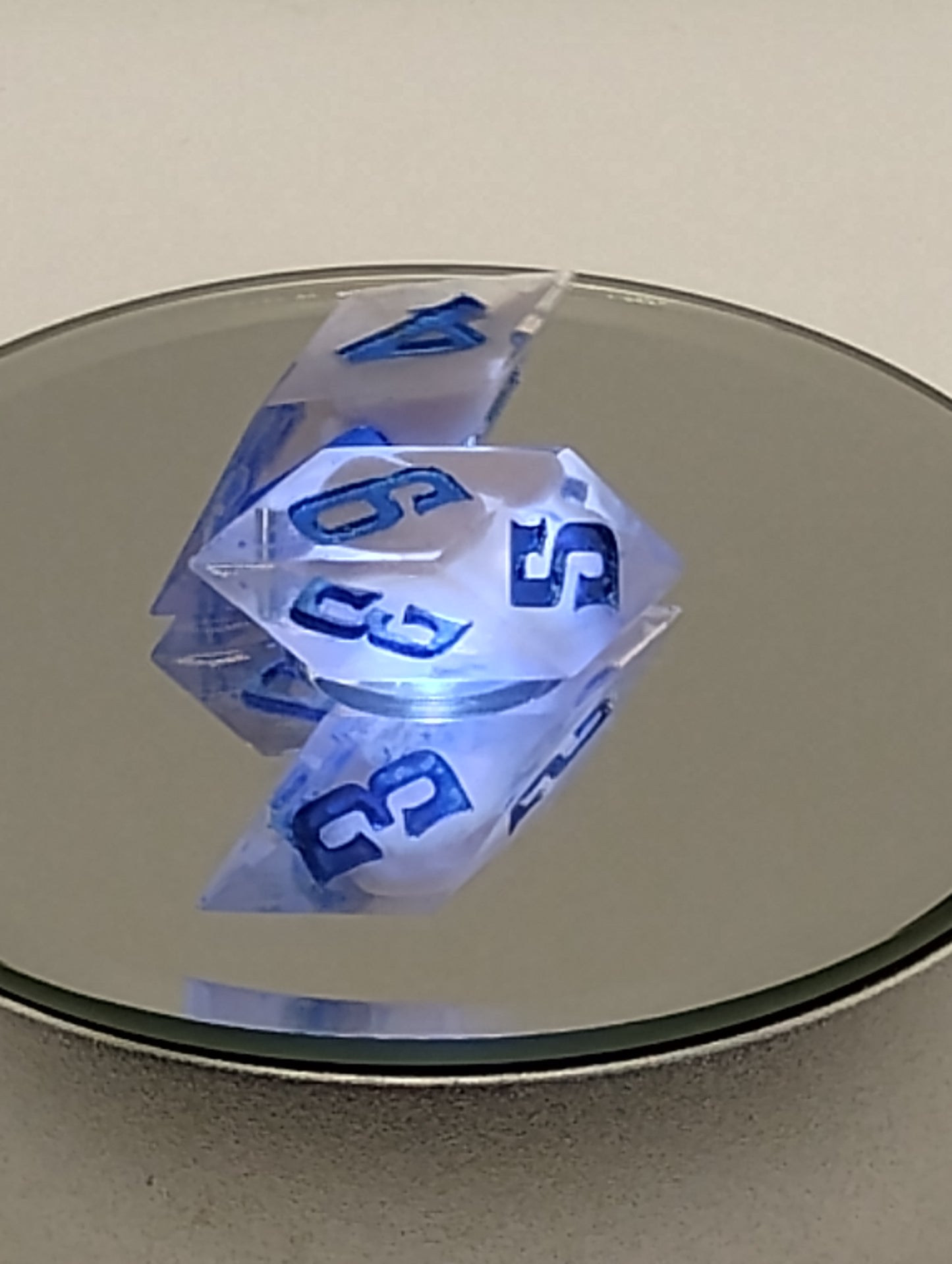 Handmade Clouded D6 Dice Pair – Clear Resin with White Clouds & Blue Ink | Whimsical Fantasy Dice