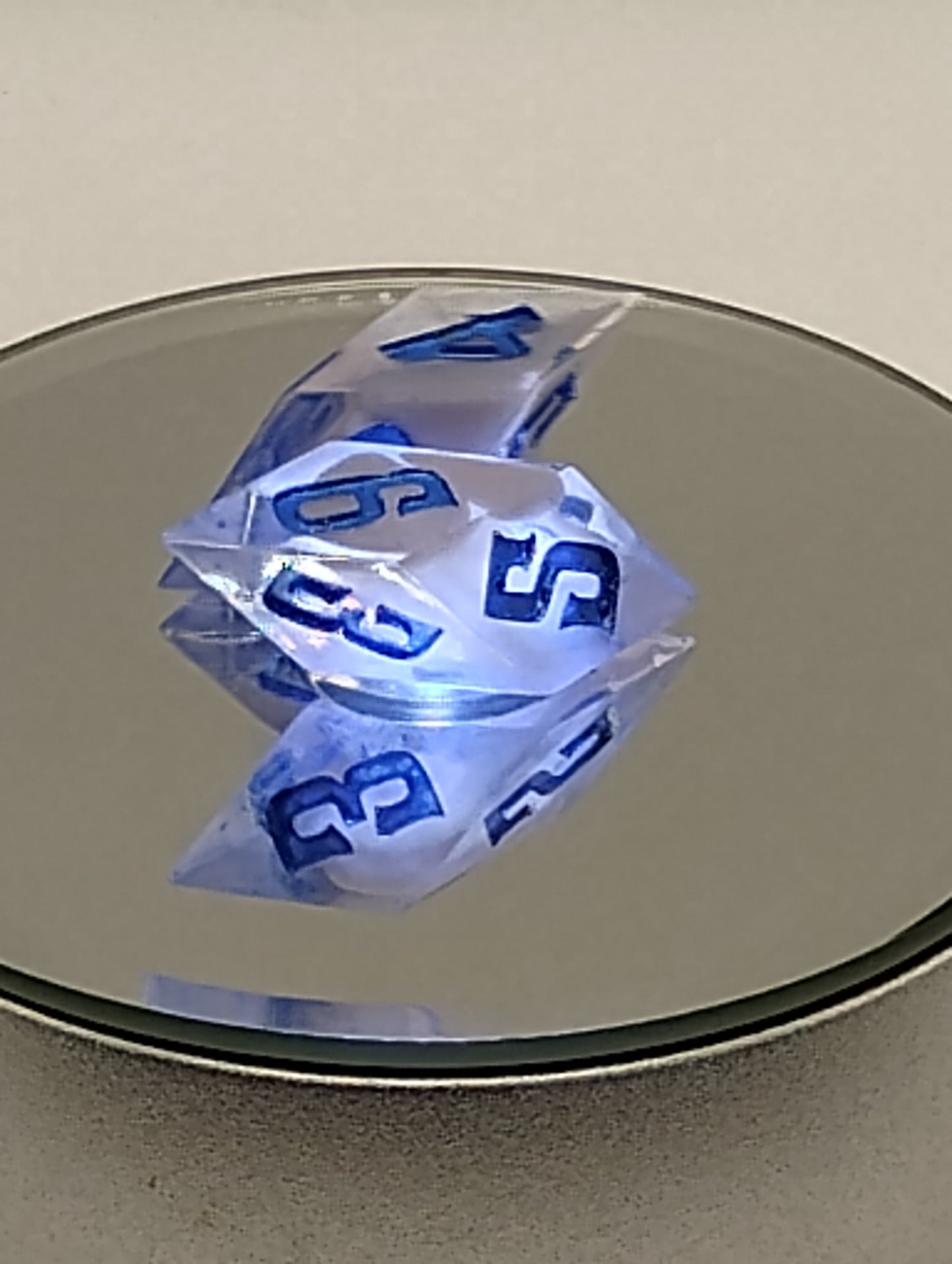 Handmade Clouded D6 Dice Pair – Clear Resin with White Clouds & Blue Ink | Whimsical Fantasy Dice