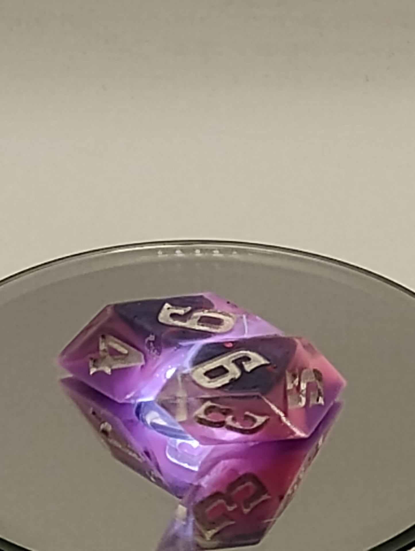 Handmade Rhombic D6 Dice Pair – Enchanted Pink & Purple Whispers | Dark Fantasy TTRPG Dice