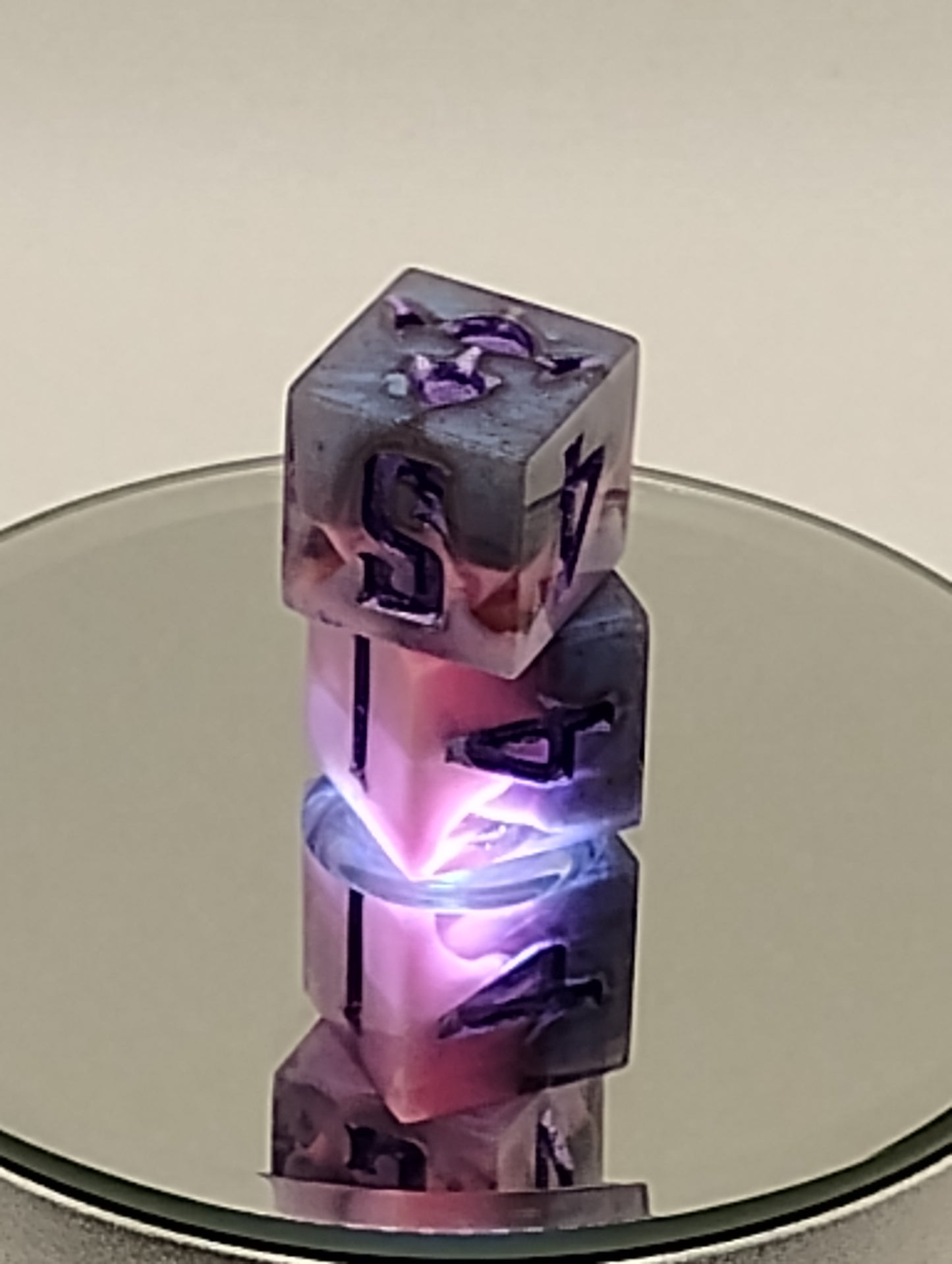 Handmade Enchanted D6 Dice Pair – Blue, Pink & Purple Whimsical TTRPG Dice