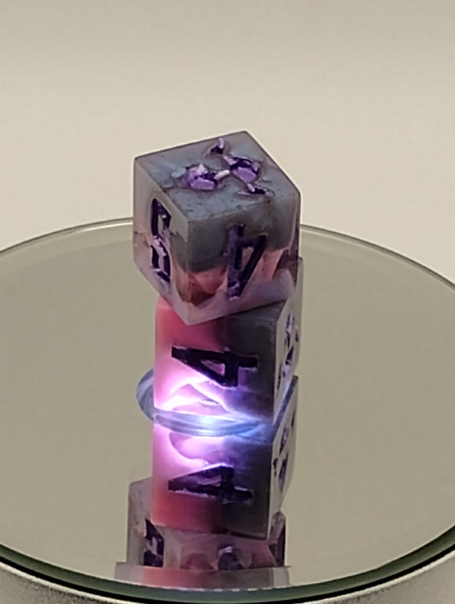 Handmade Enchanted D6 Dice Pair – Blue, Pink & Purple Whimsical TTRPG Dice