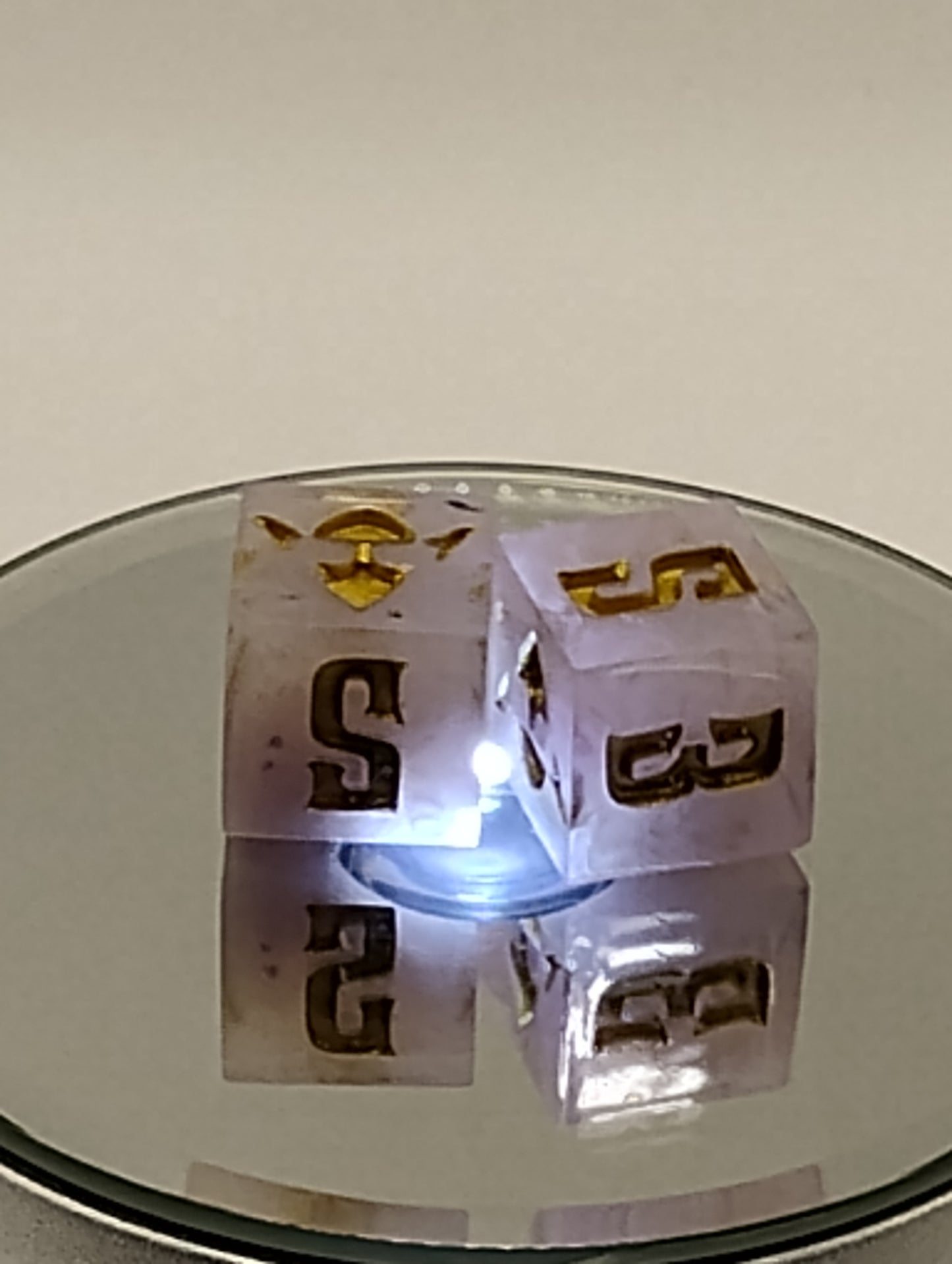 Handmade Angelic D6 Dice Pair – White & Gold Shimmer | Whimsical TTRPG Dice