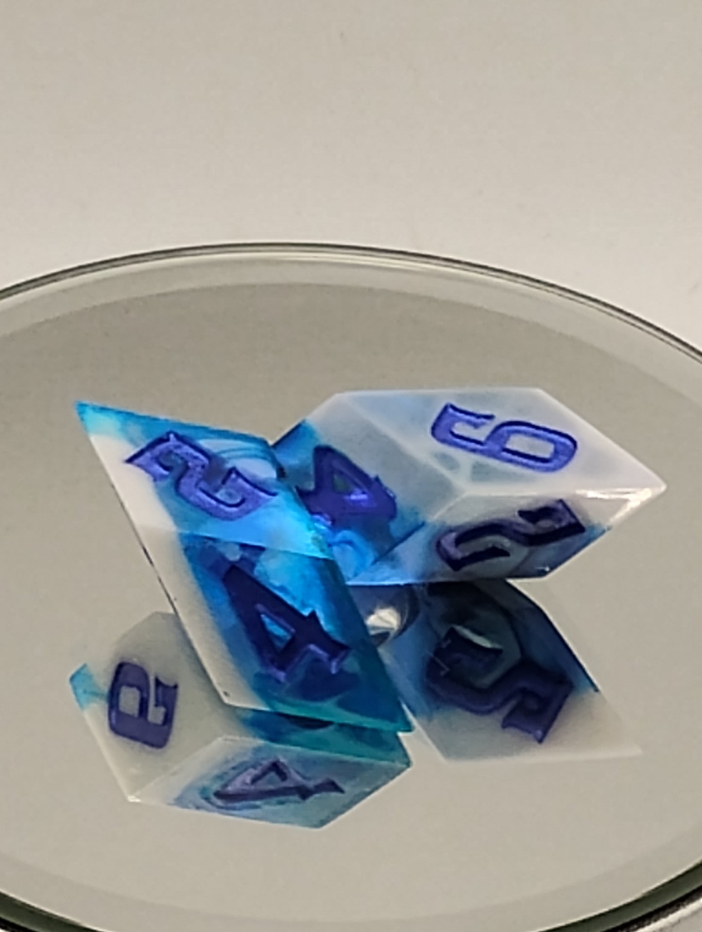 Handmade Rhombic Blue & White D6 Dice Set Custom Fantasy Dice for Dungeons & Dragons TTRPG Adventures