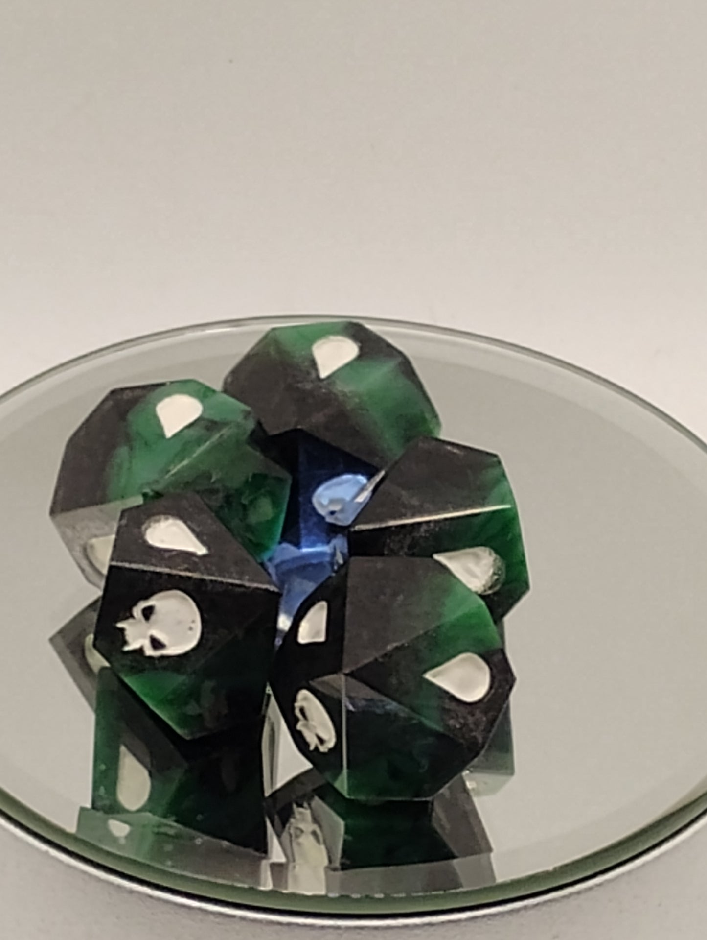 Handcrafted Vampire: The Masquerade Dice Set Verdant Green and Dark Green with Black Unique TTRPG Roleplaying Accessories