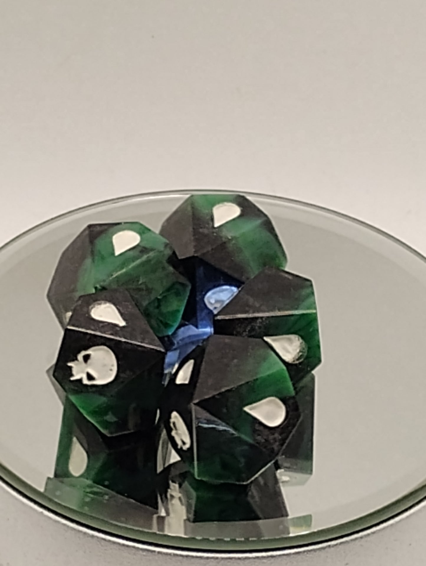 Handcrafted Vampire: The Masquerade Dice Set Verdant Green and Dark Green with Black Unique TTRPG Roleplaying Accessories