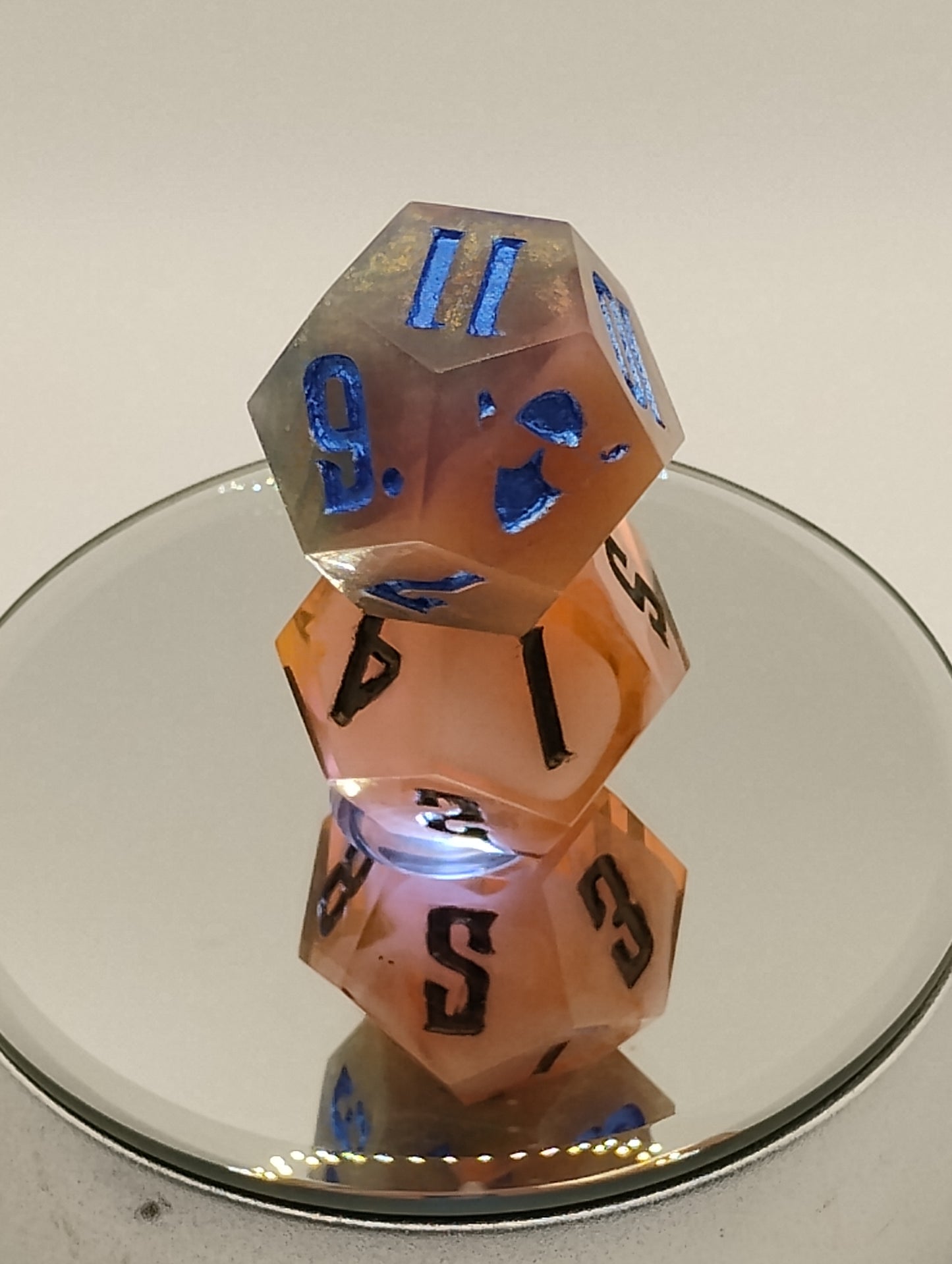 Daggerheart Twin d12 Dice for Dungeons & Dragons – Orange Cream & Ash Glitter Set