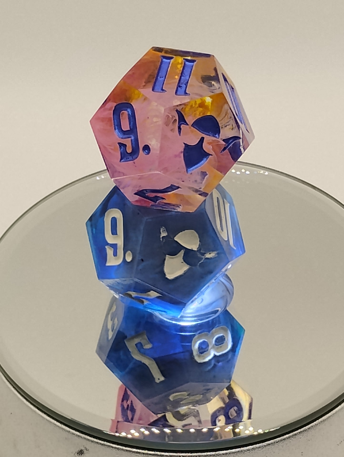 Daggerheart Twin d12 Dice for Dungeons & Dragons – Ocean Sky & Sunset Bloom