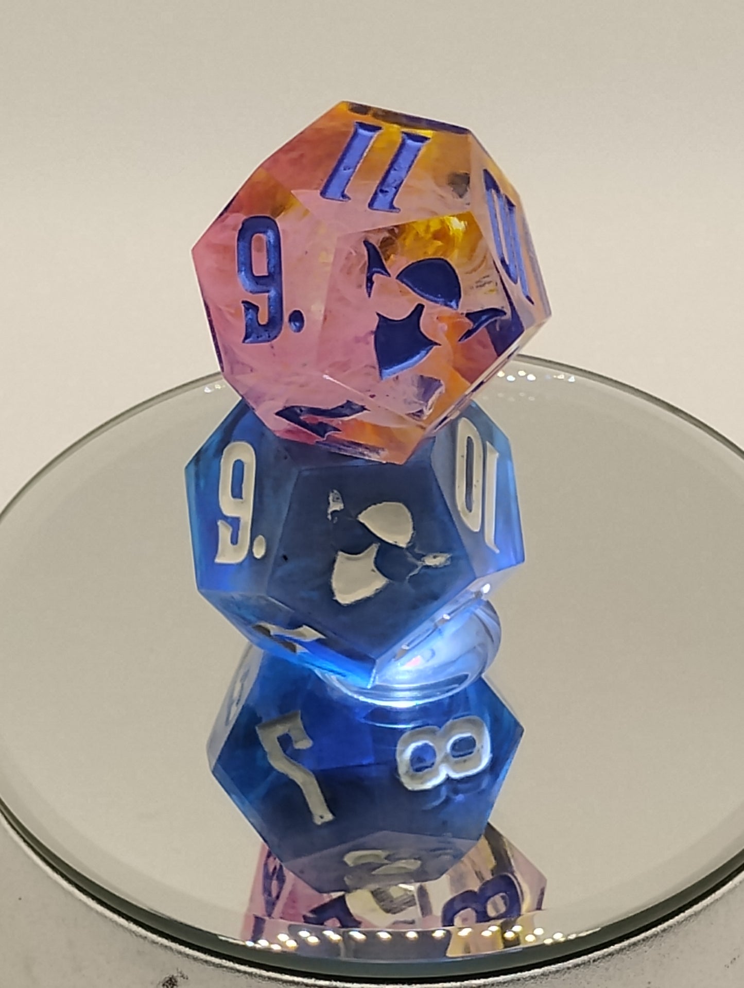 Daggerheart Twin d12 Dice for Dungeons & Dragons – Ocean Sky & Sunset Bloom