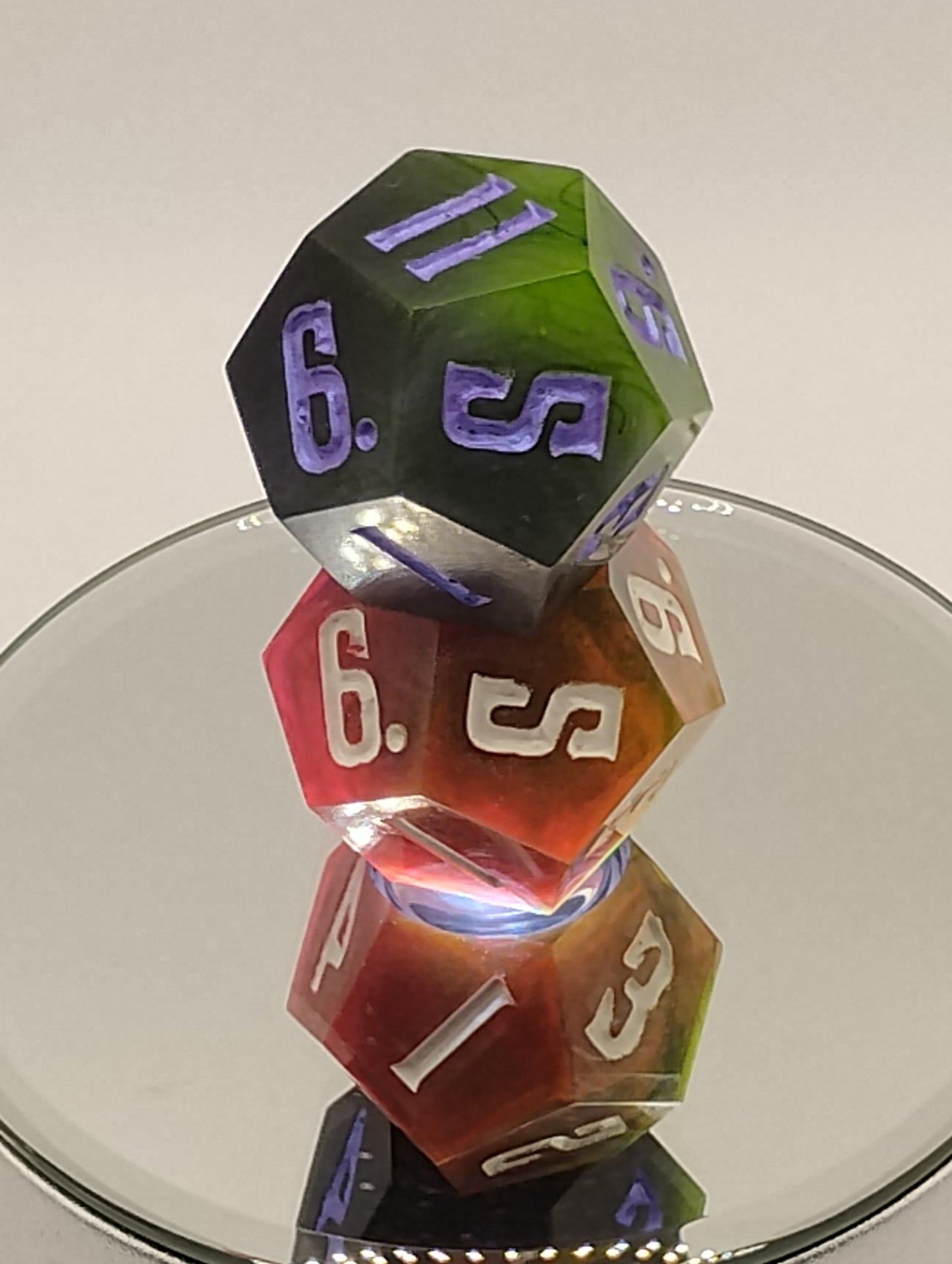 Daggerheart Twin d12 Dice for Dungeons & Dragons – Verdant Shadow & Crimson Veil