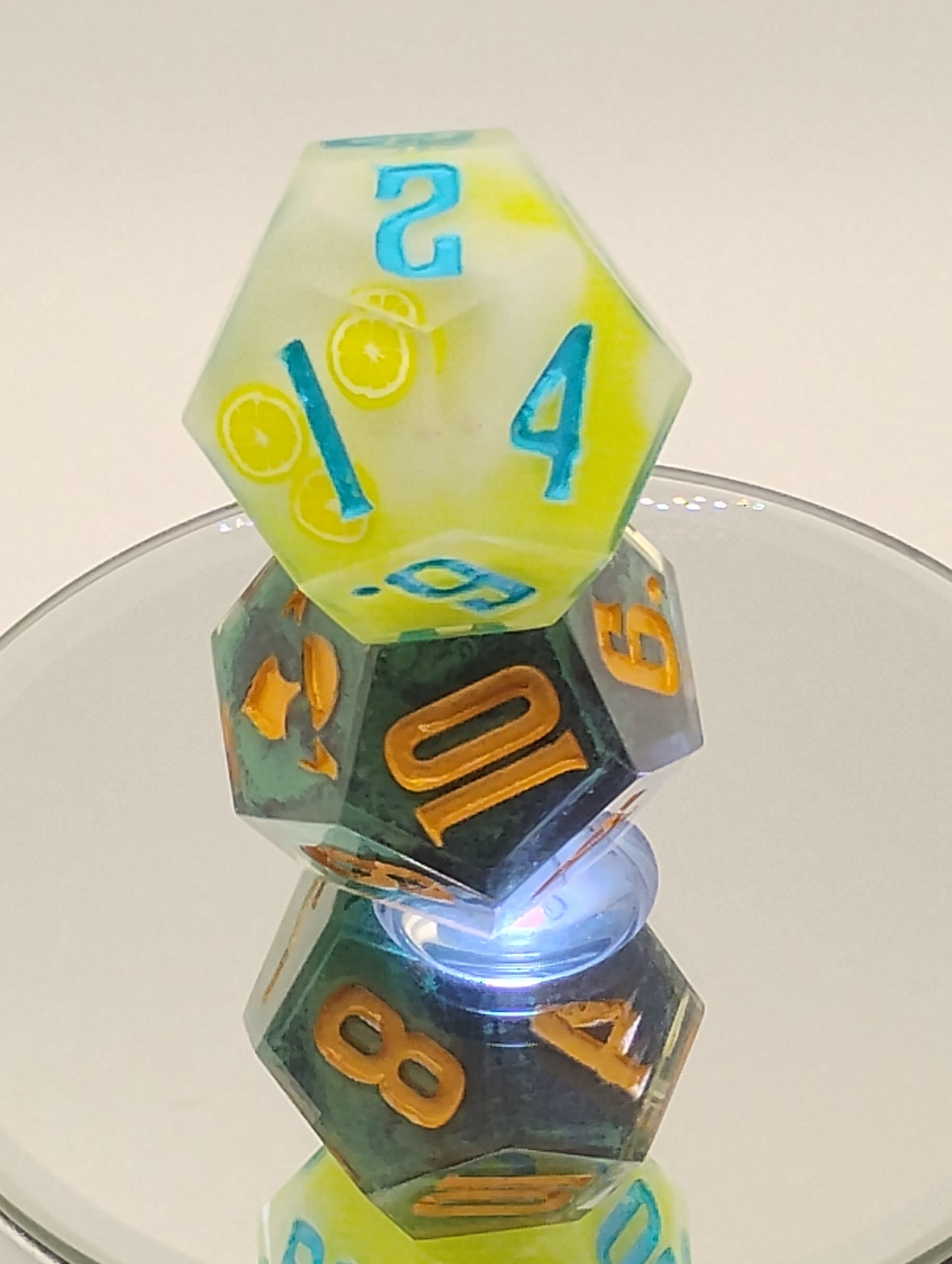 Daggerheart Twin d12 Dice for Dungeons & Dragons – Lime Hope & Dark Forest Fear