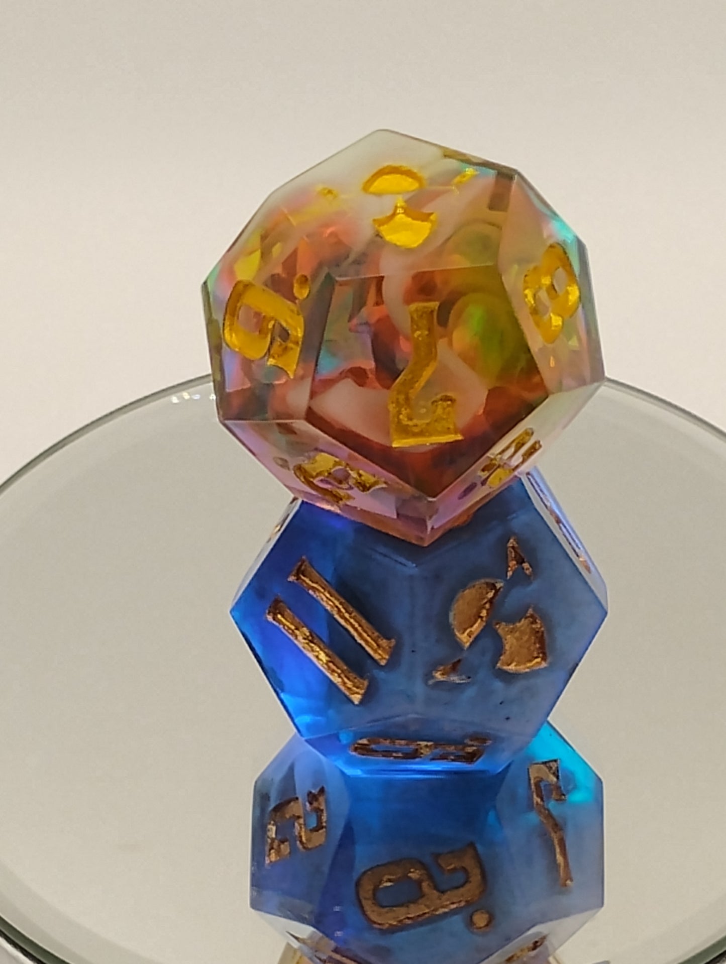 Daggerheart Twin d12 Dice for Dungeons & Dragons – Rainbow Cloud Hope & Midnight Blue Fear