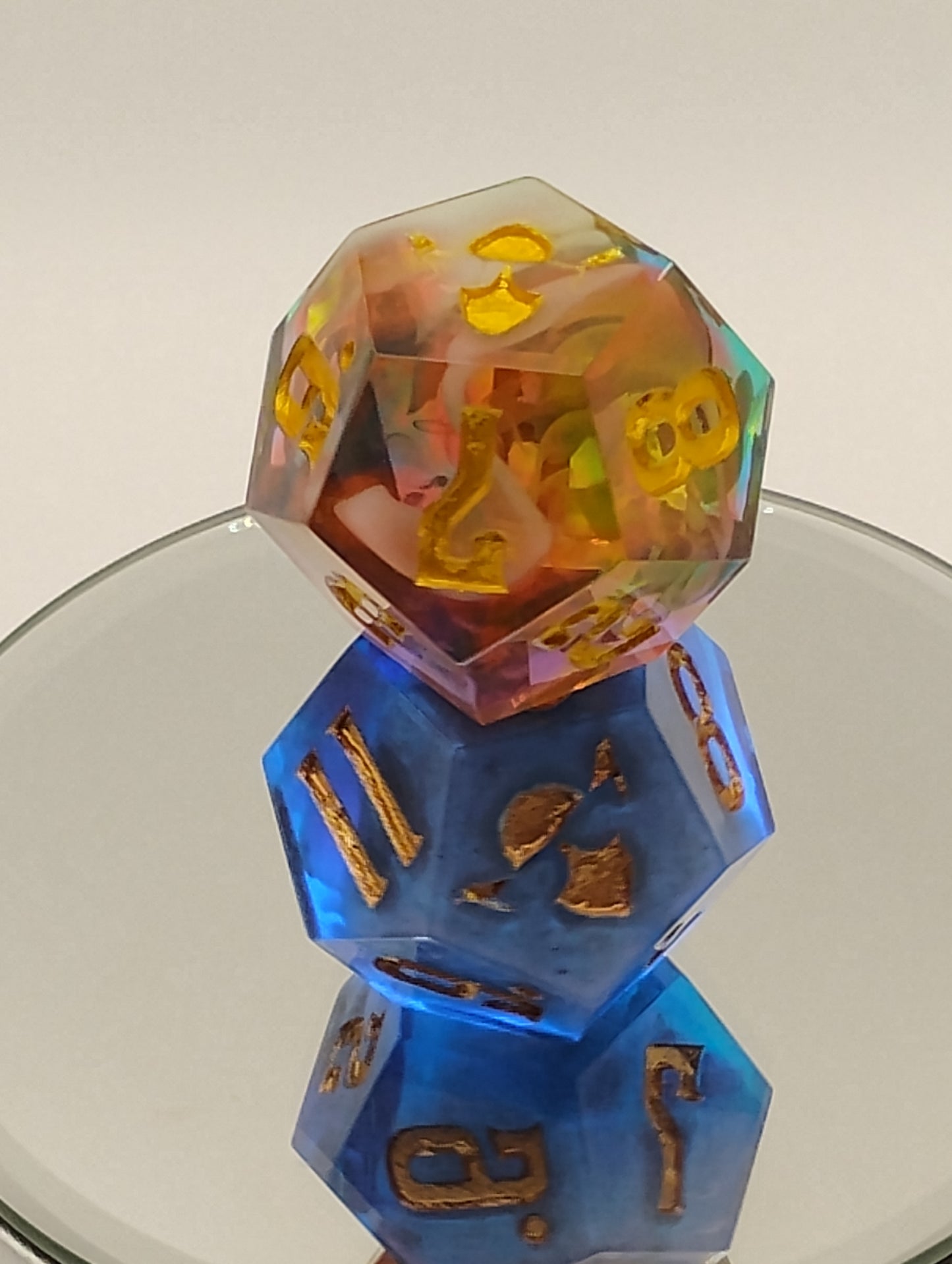 Daggerheart Twin d12 Dice for Dungeons & Dragons – Rainbow Cloud Hope & Midnight Blue Fear