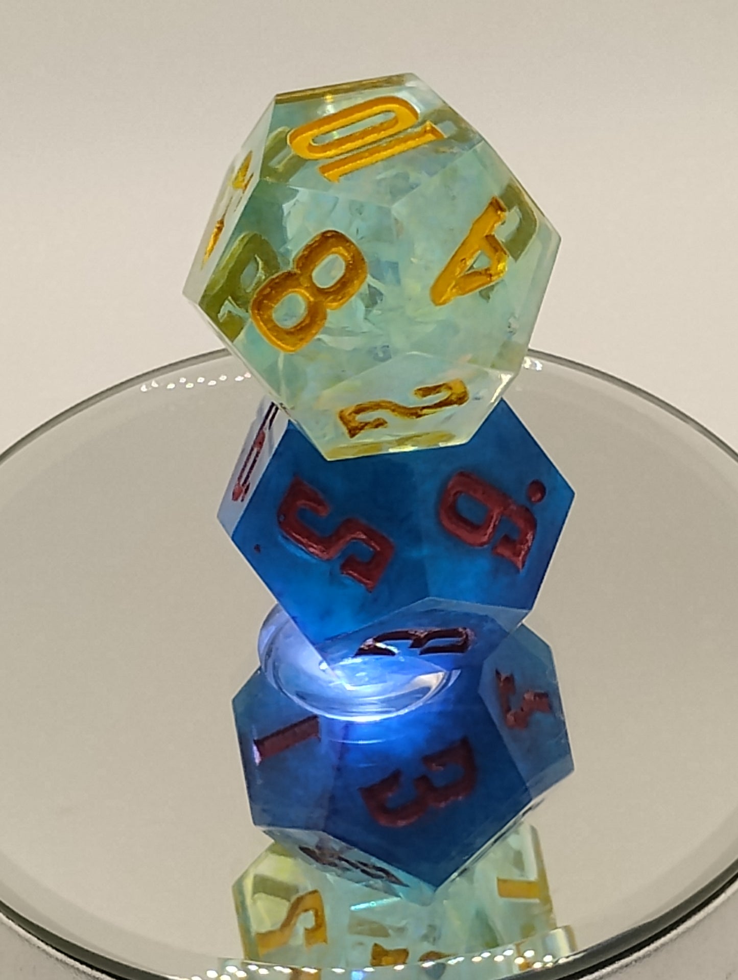 Daggerheart Twin d12 Dice for Dungeons & Dragons – Aqua Shimmer Hope & Midnight Fear