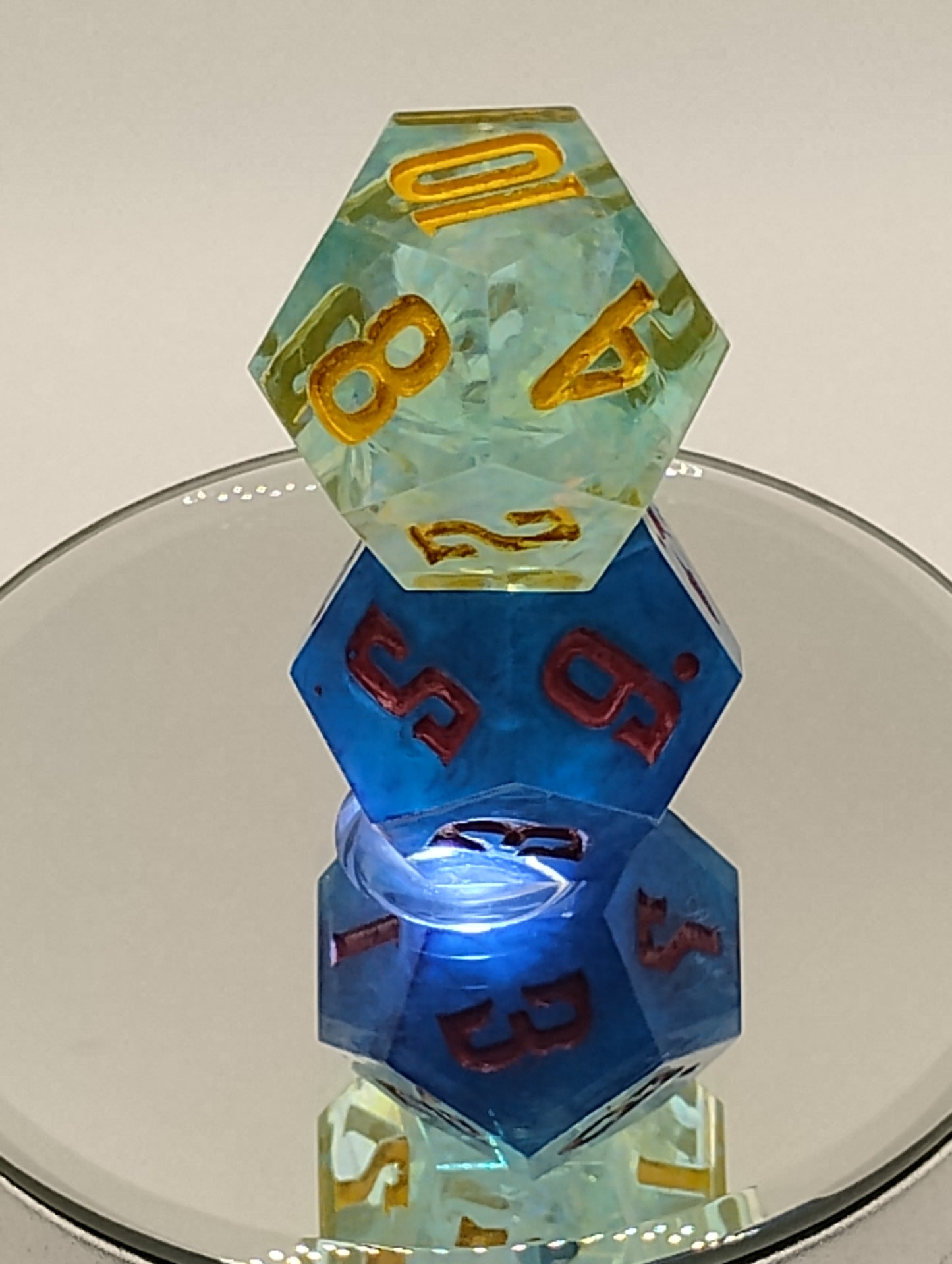 Daggerheart Twin d12 Dice for Dungeons & Dragons – Aqua Shimmer Hope & Midnight Fear