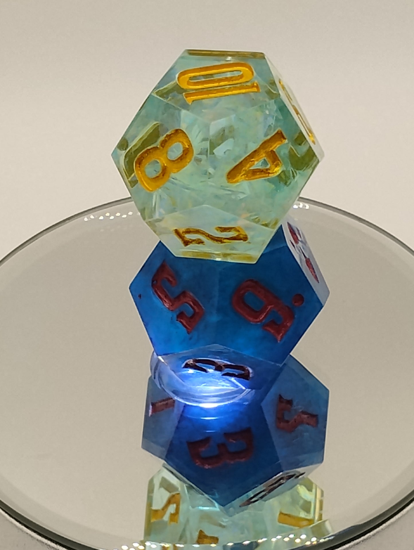 Daggerheart Twin d12 Dice for Dungeons & Dragons – Aqua Shimmer Hope & Midnight Fear
