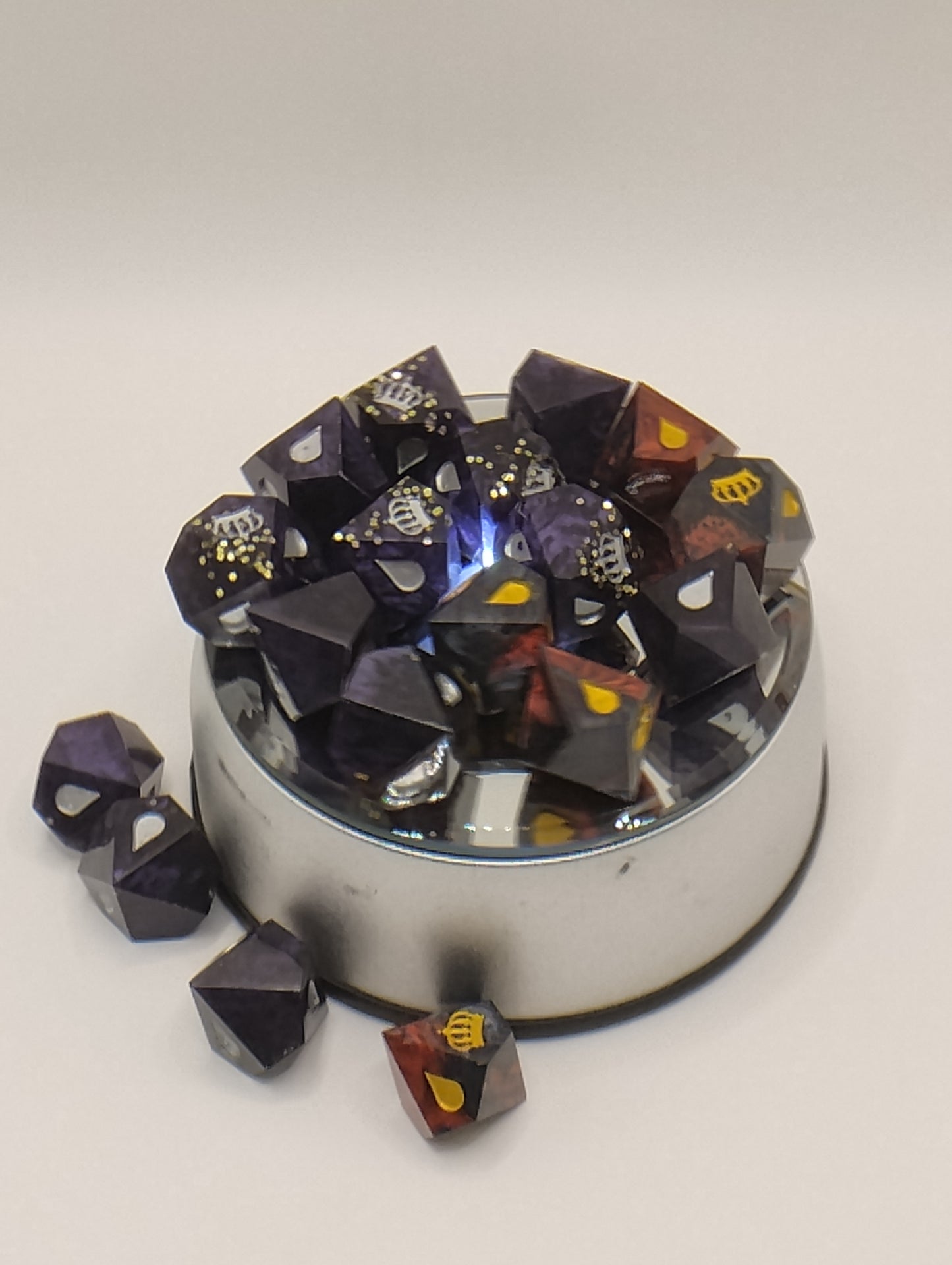 Dark Fantasy Vampire: The Masquerade Dice Set – Black and Red RPG Dice with Gold & Silver Numbers for TTRPGs