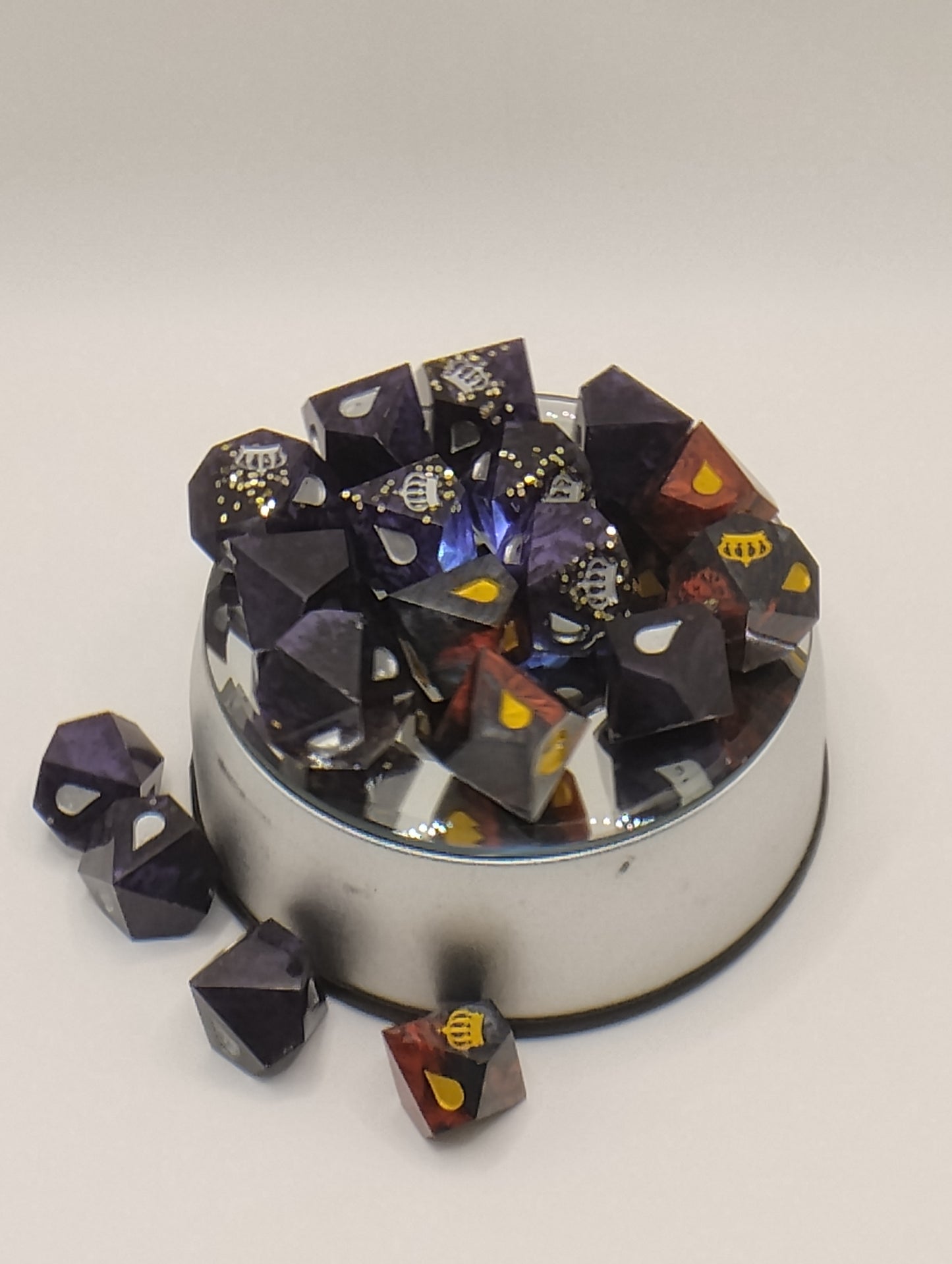 Dark Fantasy Vampire: The Masquerade Dice Set – Black and Red RPG Dice with Gold & Silver Numbers for TTRPGs