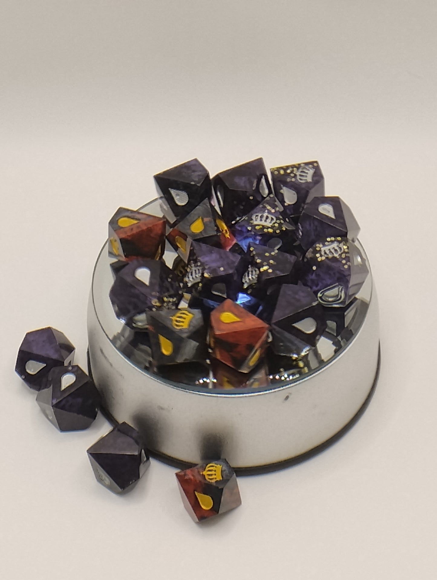 Dark Fantasy Vampire: The Masquerade Dice Set – Black and Red RPG Dice with Gold & Silver Numbers for TTRPGs