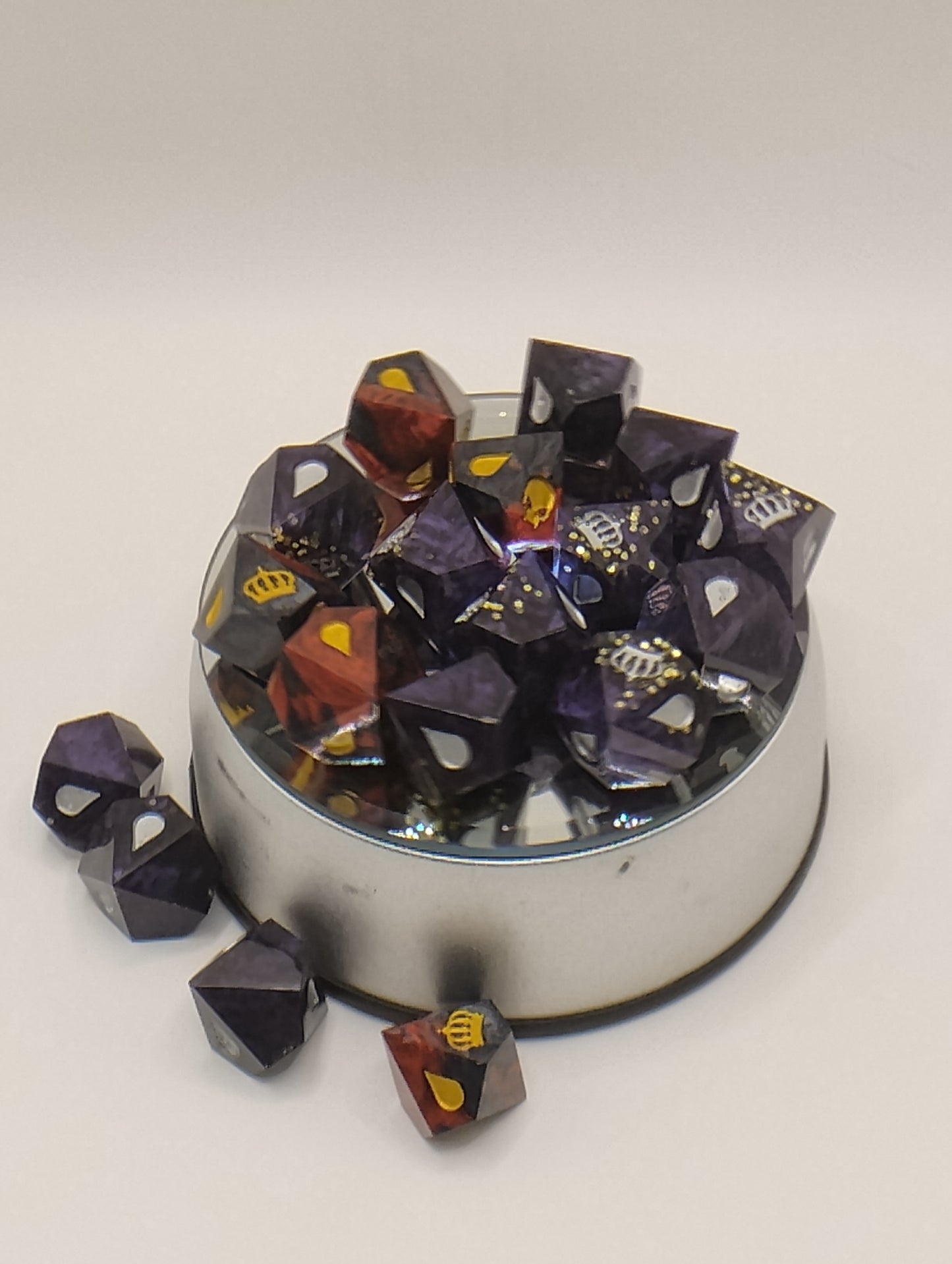 Dark Fantasy Vampire: The Masquerade Dice Set – Black and Red RPG Dice with Gold & Silver Numbers for TTRPGs