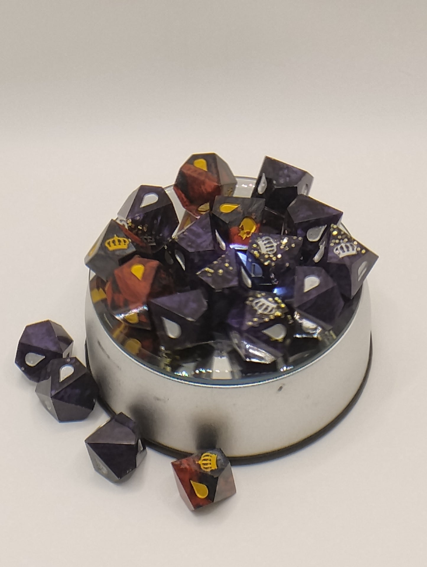Dark Fantasy Vampire: The Masquerade Dice Set – Black and Red RPG Dice with Gold & Silver Numbers for TTRPGs