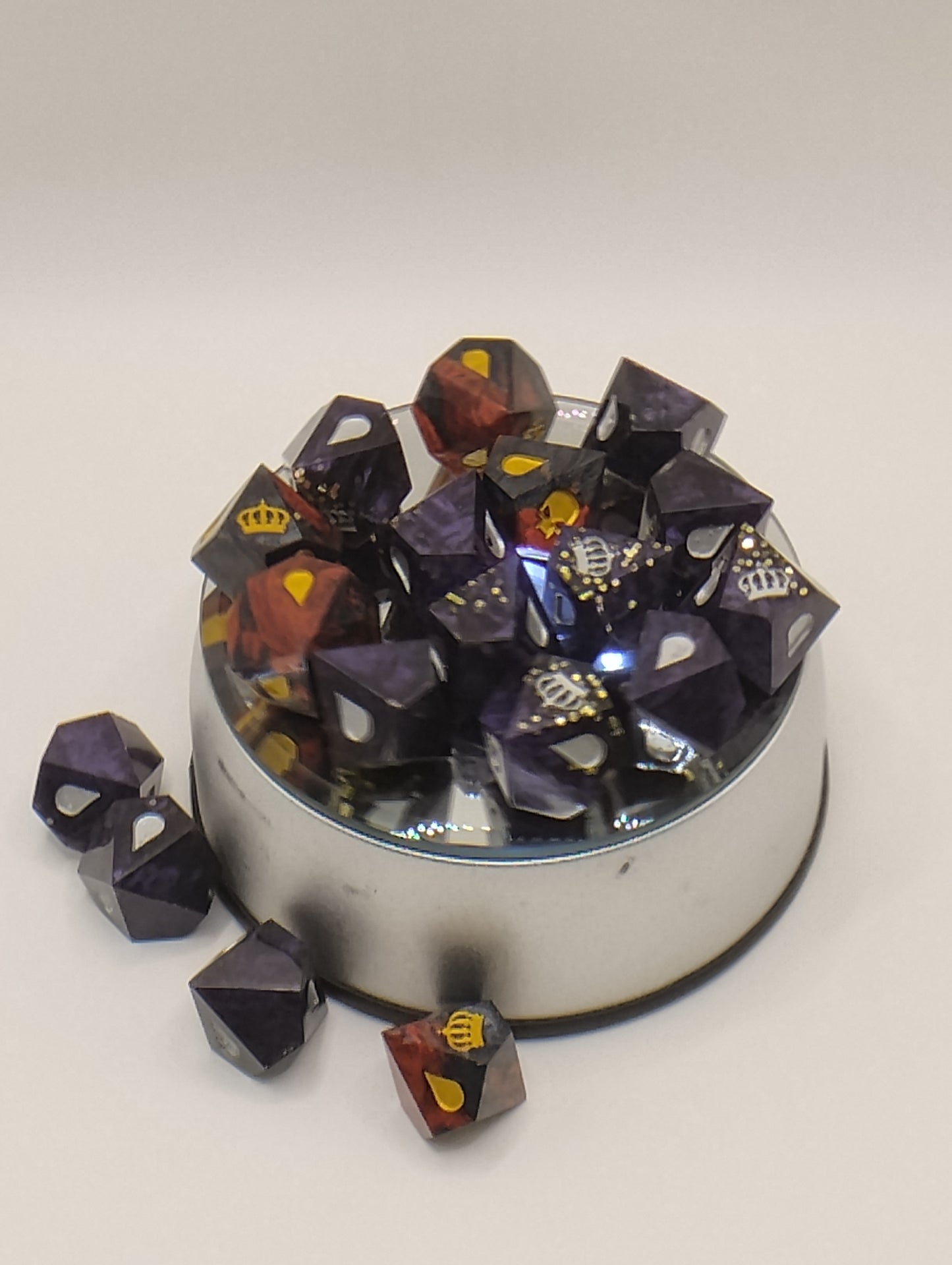 Dark Fantasy Vampire: The Masquerade Dice Set – Black and Red RPG Dice with Gold & Silver Numbers for TTRPGs