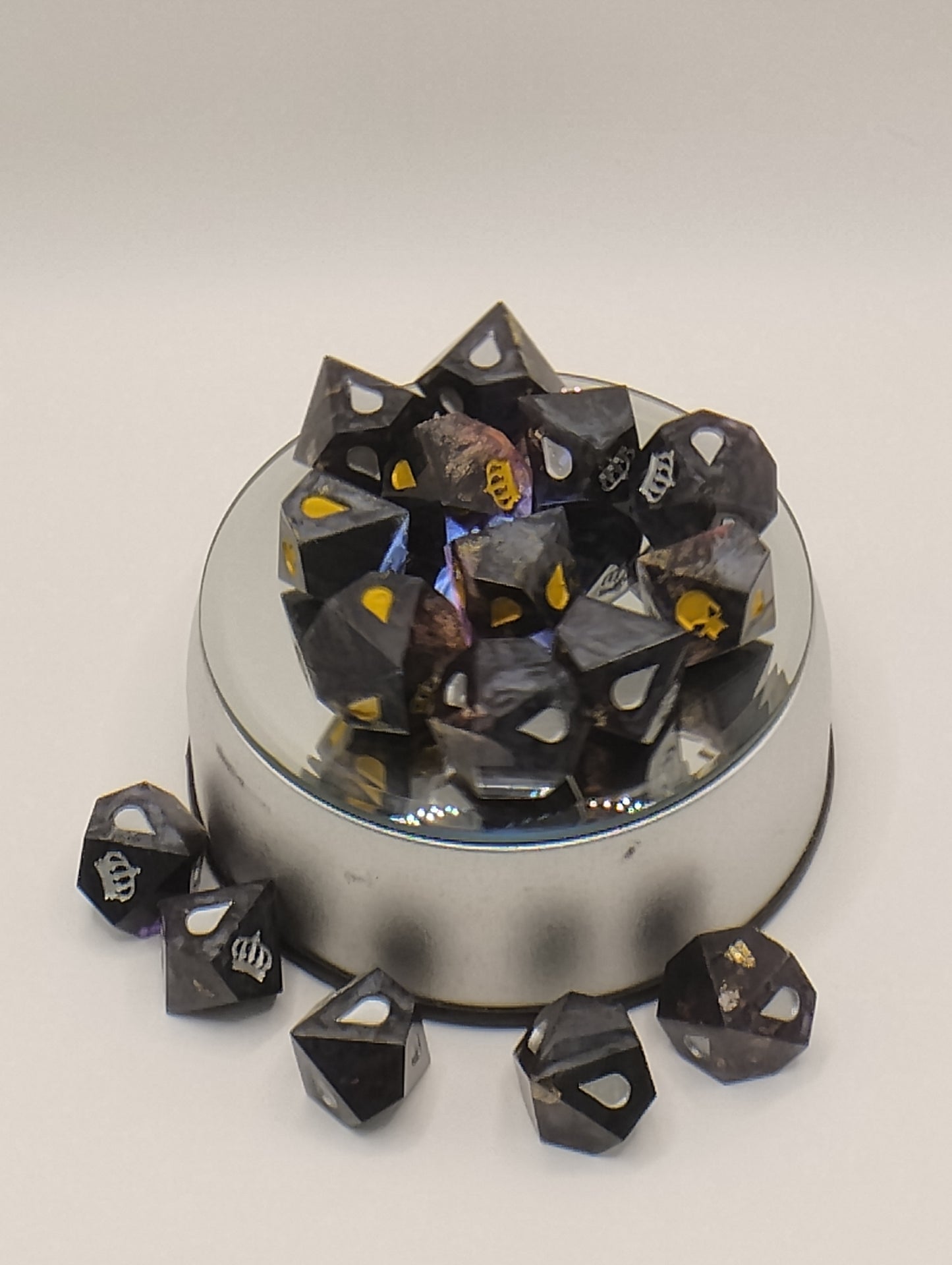 Dark Fantasy Vampire: The Masquerade RPG Dice - Black and Purple Die with Gold and Silver Numbers, Dungeons & Dragons and TTRPGs