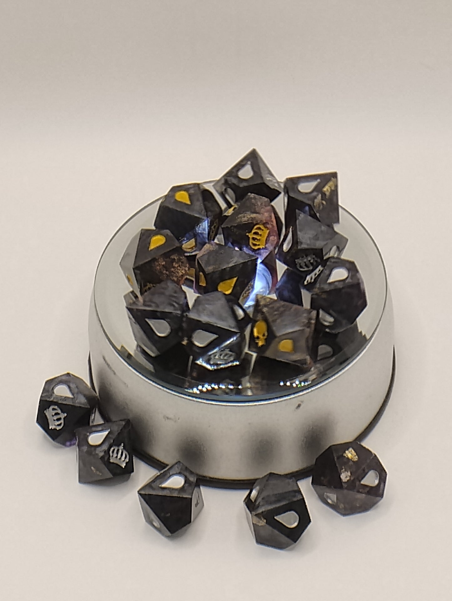 Dark Fantasy Vampire: The Masquerade RPG Dice - Black and Purple Die with Gold and Silver Numbers, Dungeons & Dragons and TTRPGs