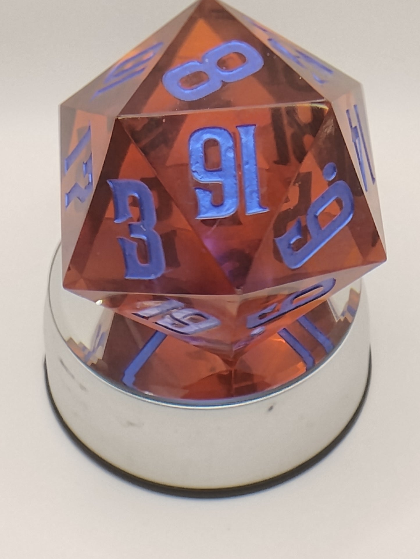 Dark Fantasy Whimsical Large Red DnD Die – Oversized RPG Die with Blue Numbers for Dungeons & Dragons & TTRPGs